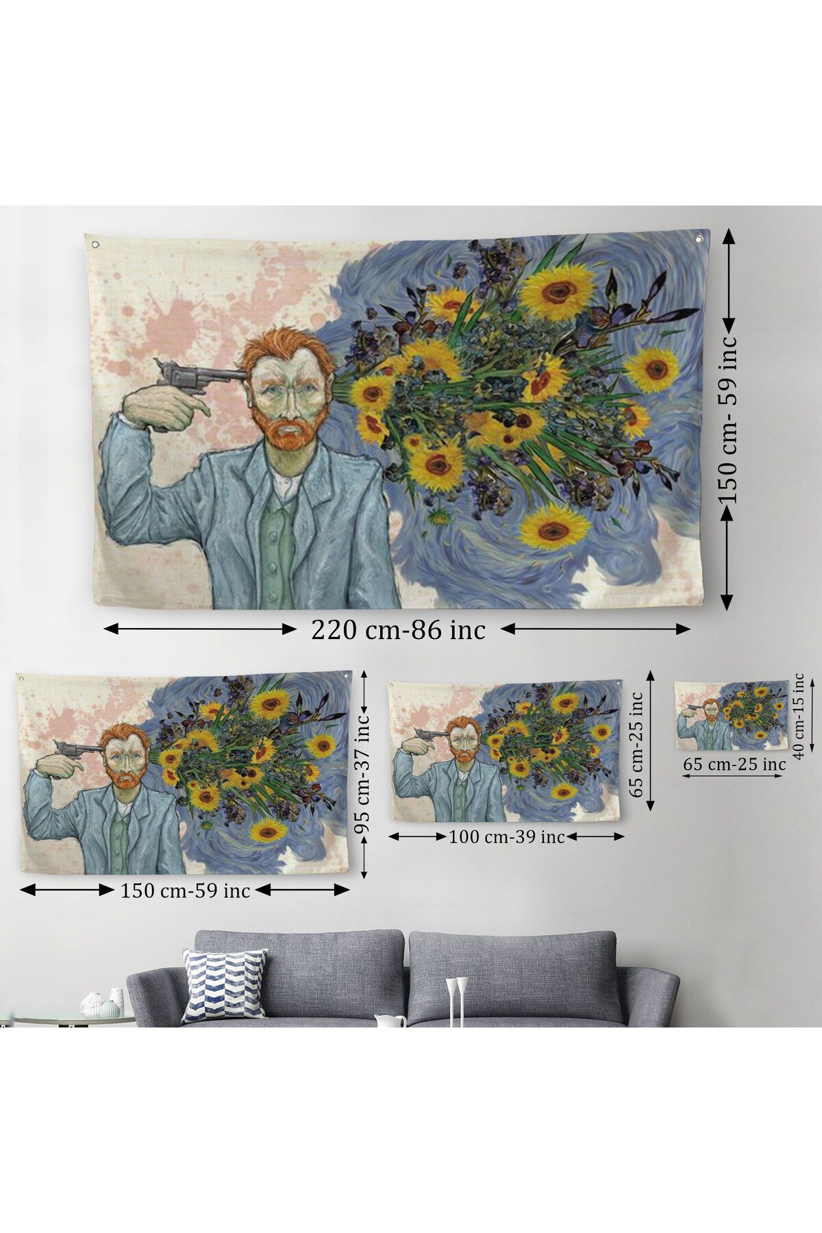 Harita Sepeti-Vincent van Gogh Surreal Suicide Wall Cover-Carpet-6659 3