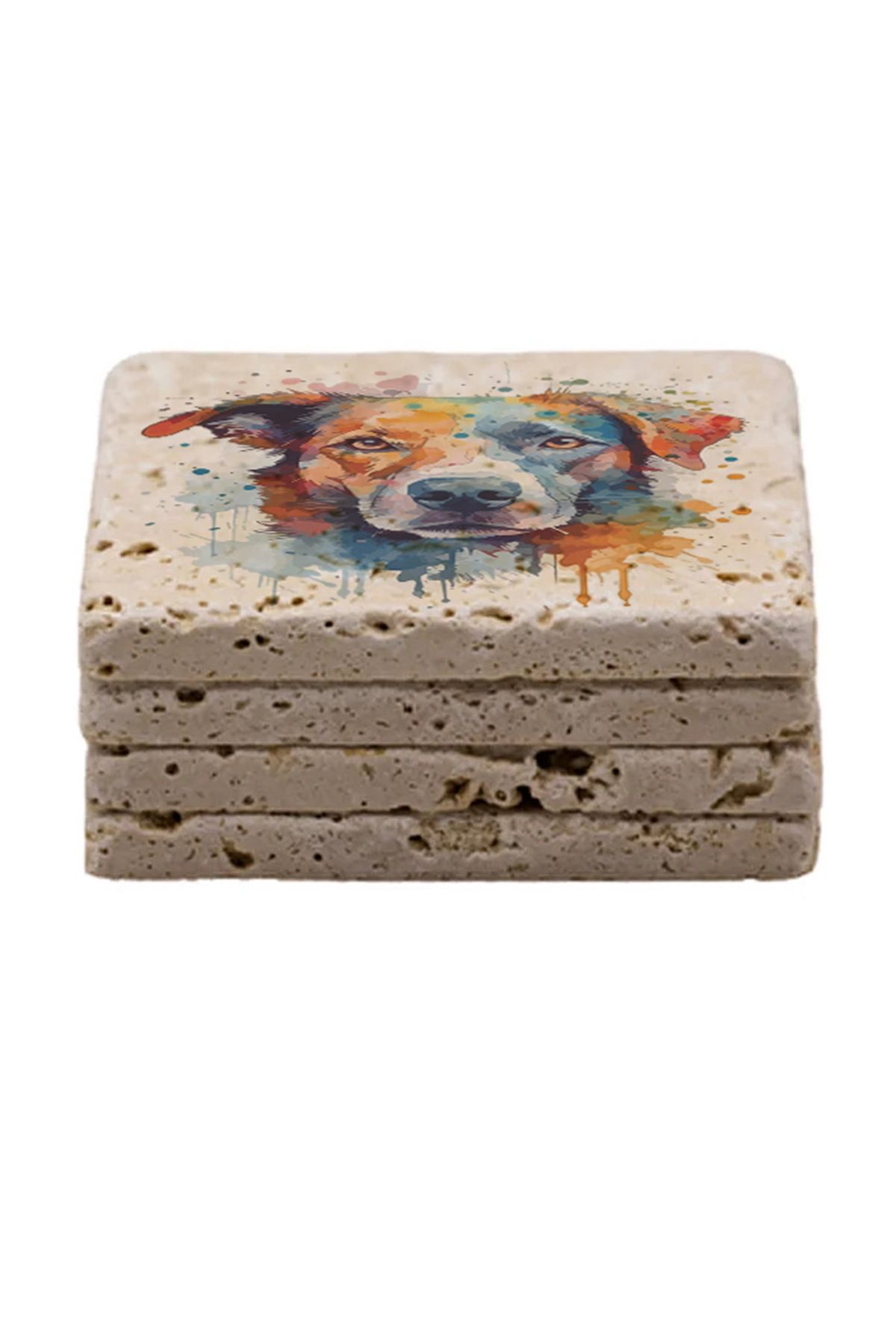 Gri Grafik Design Workshop-Dog Theme Uv Printed Stone Coasters Set of 4 Mod-1 3
