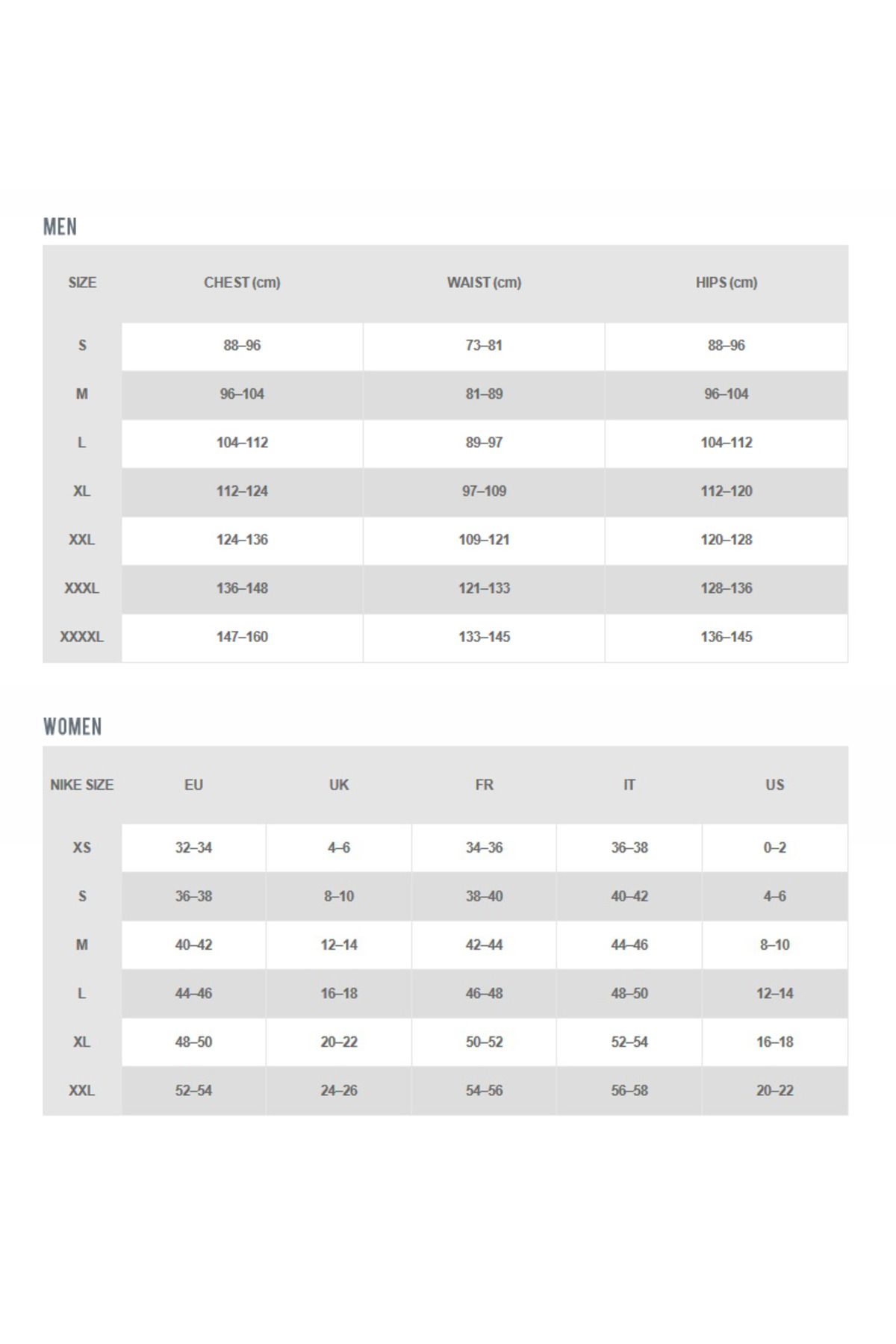 Nike mens track store pants size chart