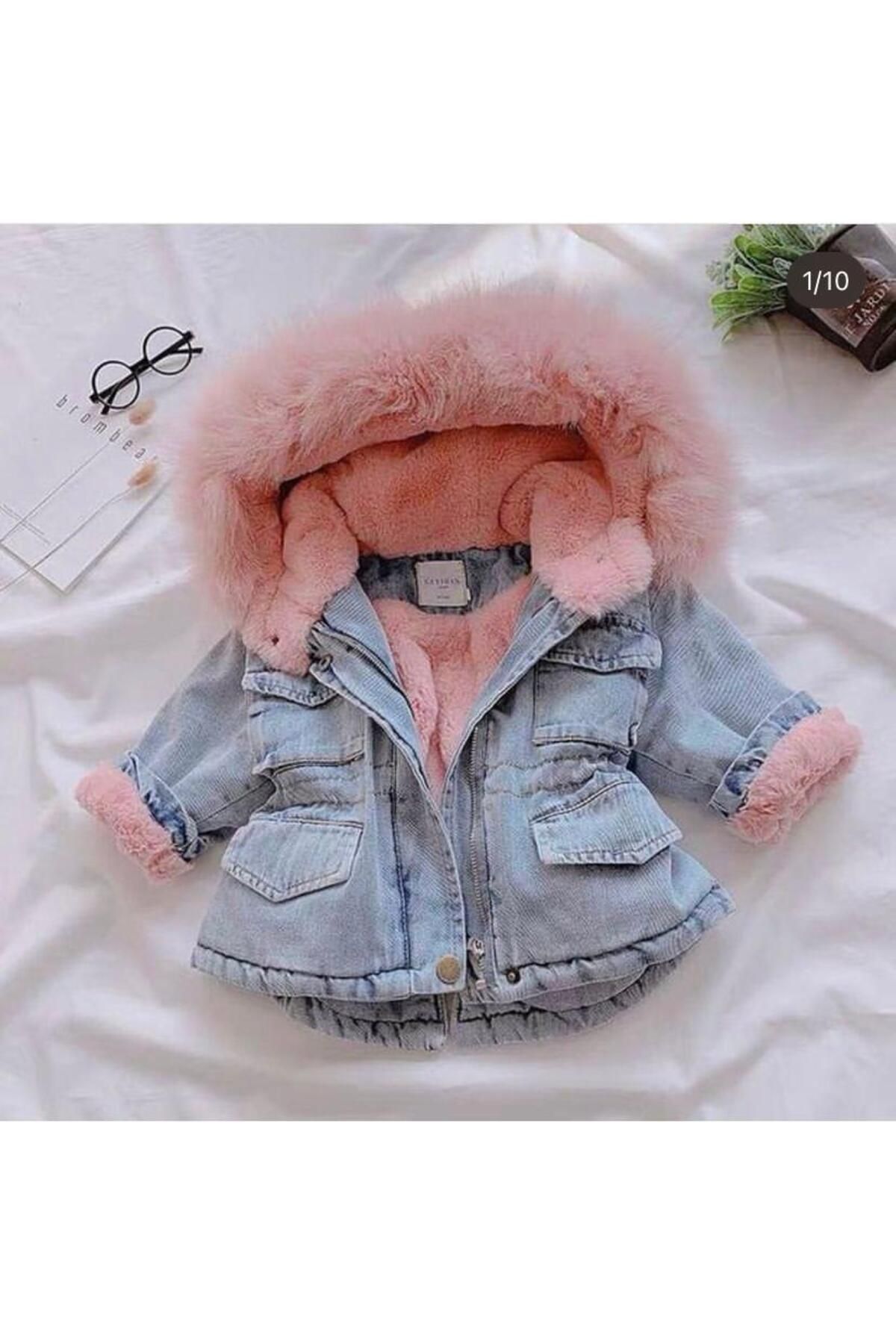 Denim coat with fur hood hotsell