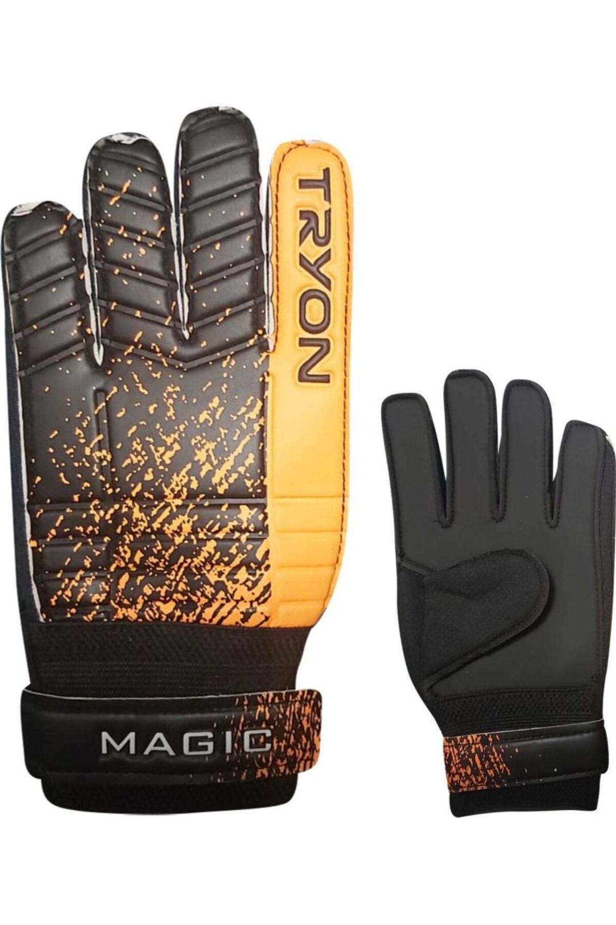 دستکش دروازه بان نارنجی مردانه و زنانه جادوگر فسفر پرتقال سیاه سفید Eldiveni Magic Orange TRYON
