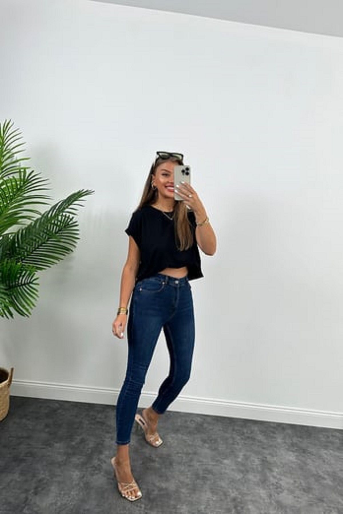 Laluvia-Jean skinny de lycra, albastru închis 3