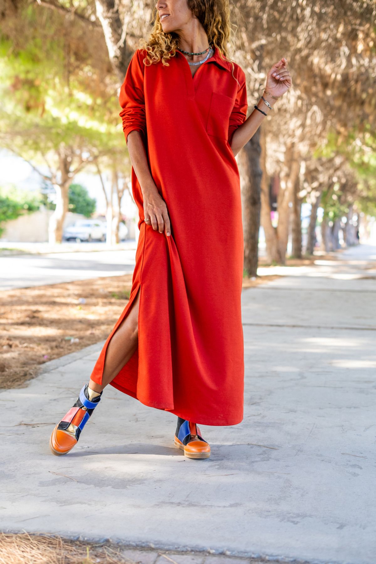Womens coral maxi discount dress