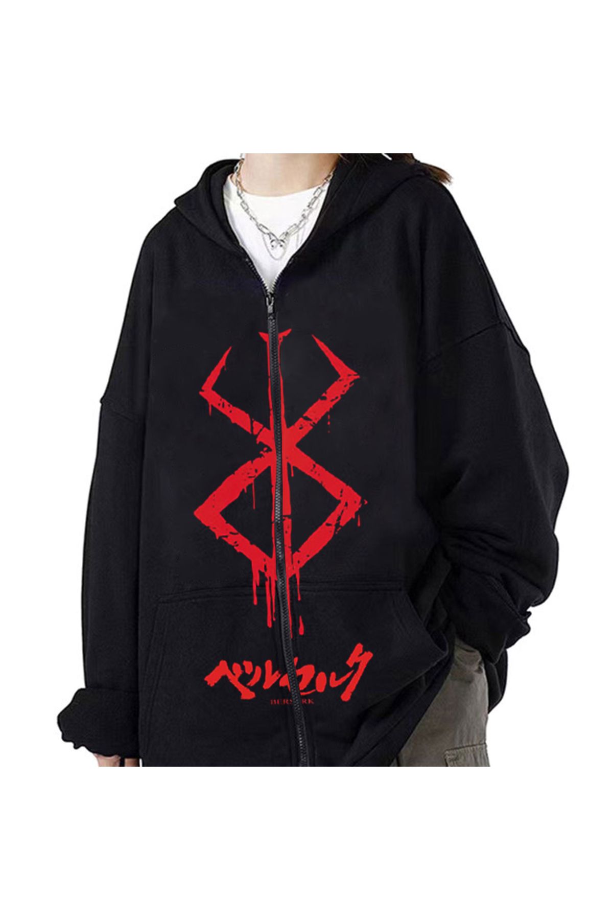 Le Savu Black Color Anime Berserk Logo Unisex Hoodie Trendyol