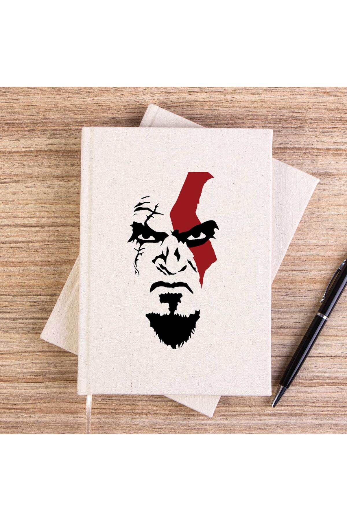modacreatezepplin-God Of War Kratos Face Unlined Canvas Notebook 1
