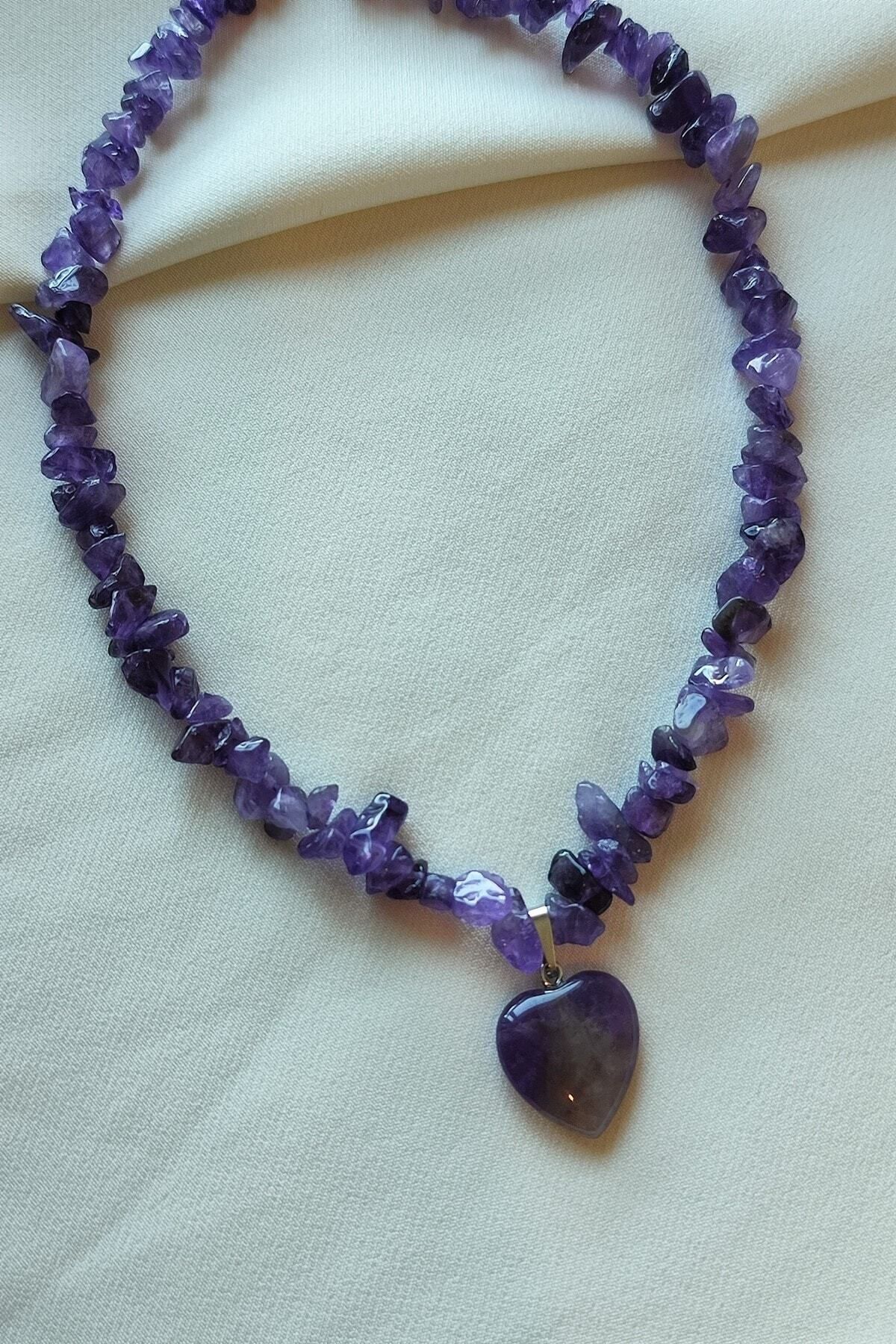badeaccessories Certified Dark Amethyst Heart Cracked Natural