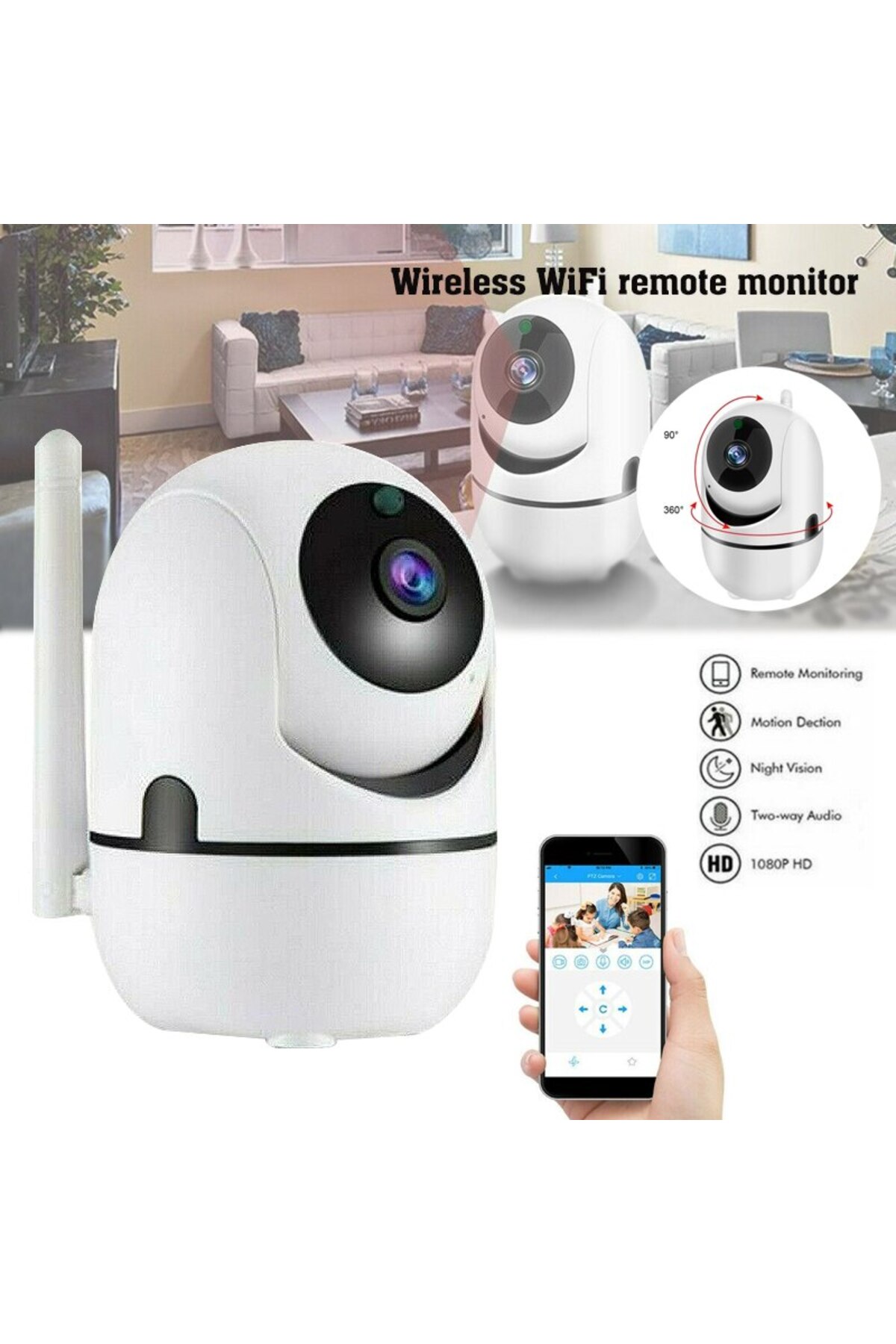 nextbuy Mini Akıllı Kamera 360° Wifi Bebek Video Gözetim 2 Yönlü Ses Aktarım Gece Görüşlü Güvenlik Sistemi fotoğrafı 2 (önizleme)
