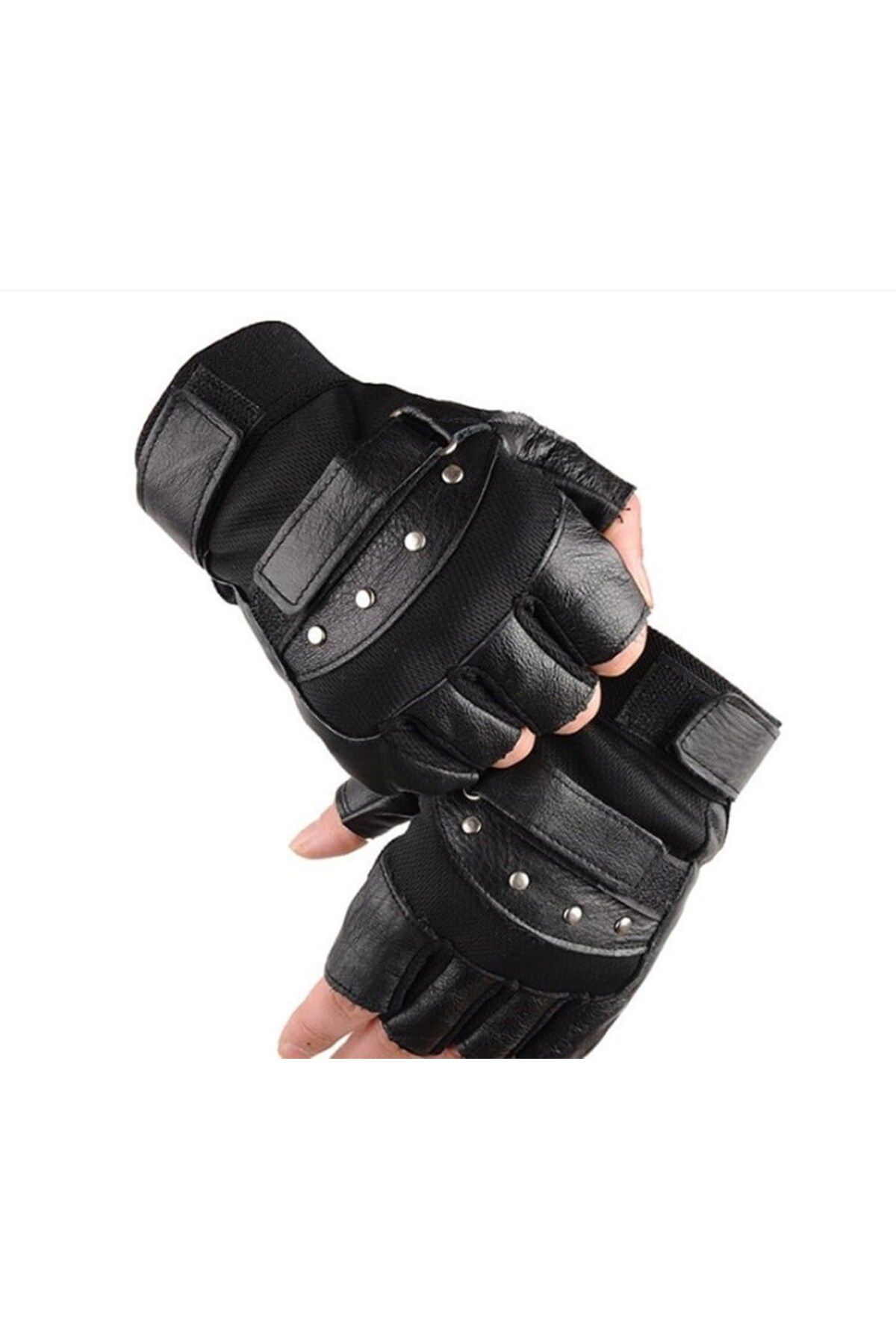 Dileka ac Men s Cut Finger Black Leather Gloves