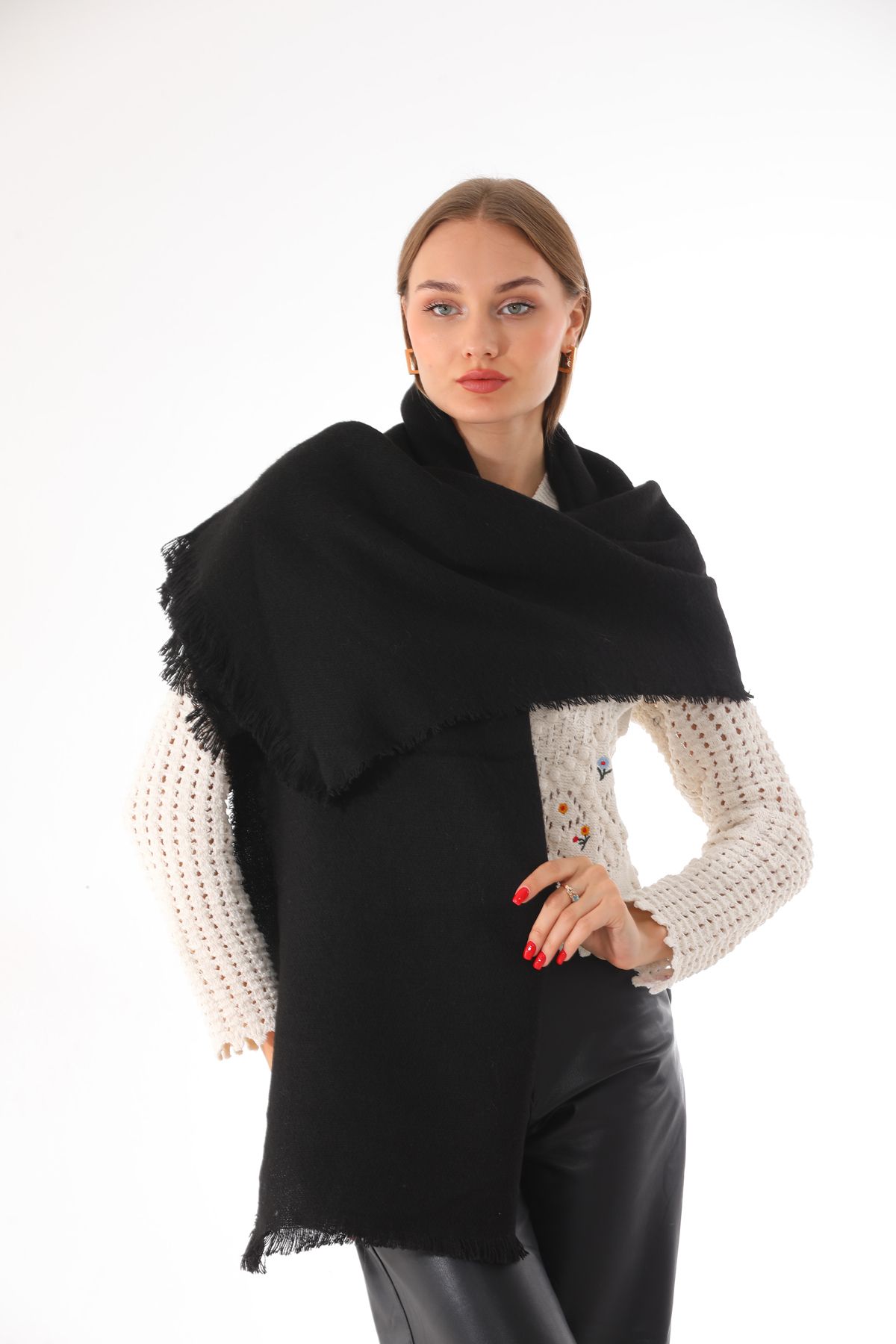 Plain black 2025 scarf womens