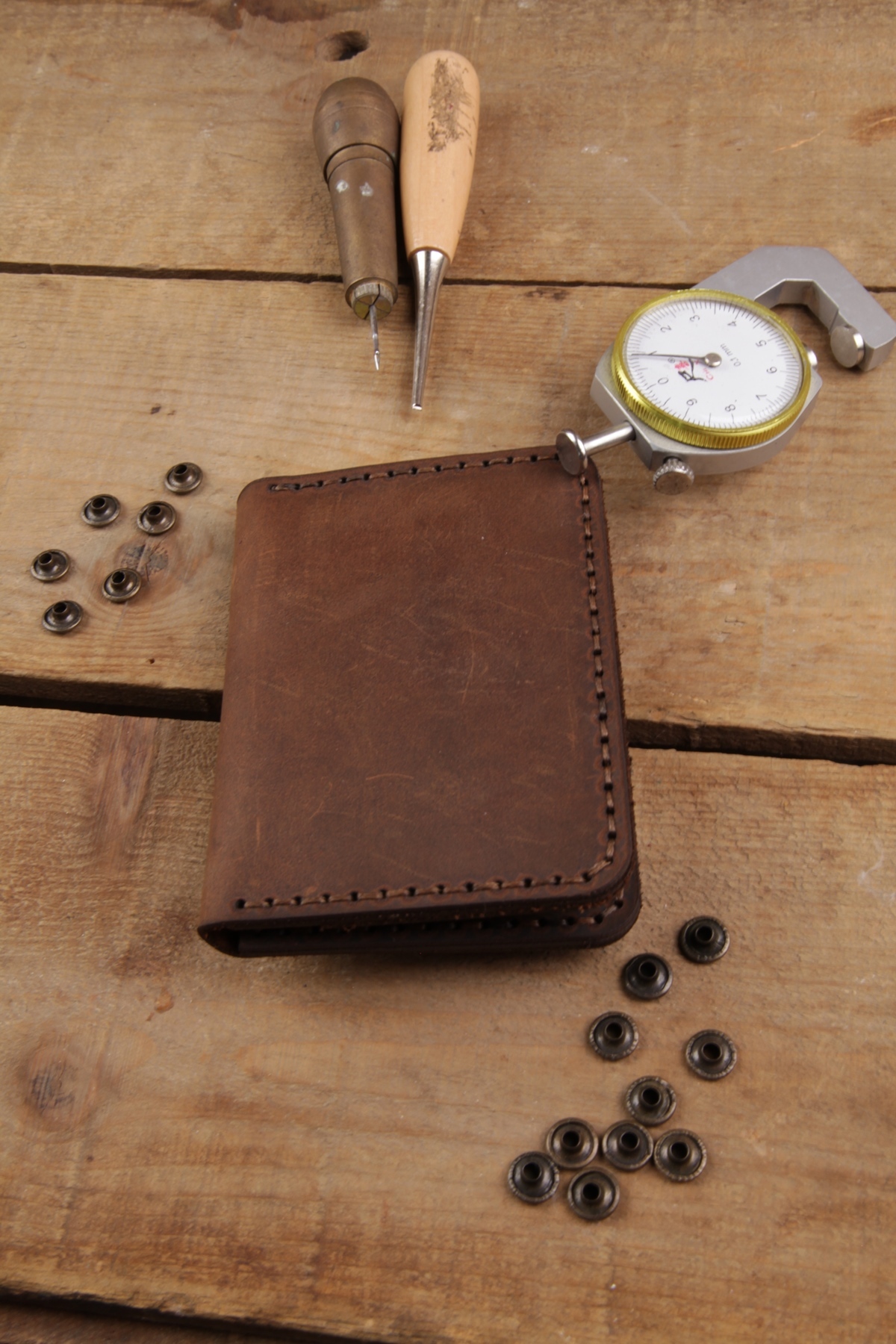 New Coast Leather 1900's Hakiki&Gerçek Deri El Yapımı Kahverengi Erkek Kartlık görsel 5