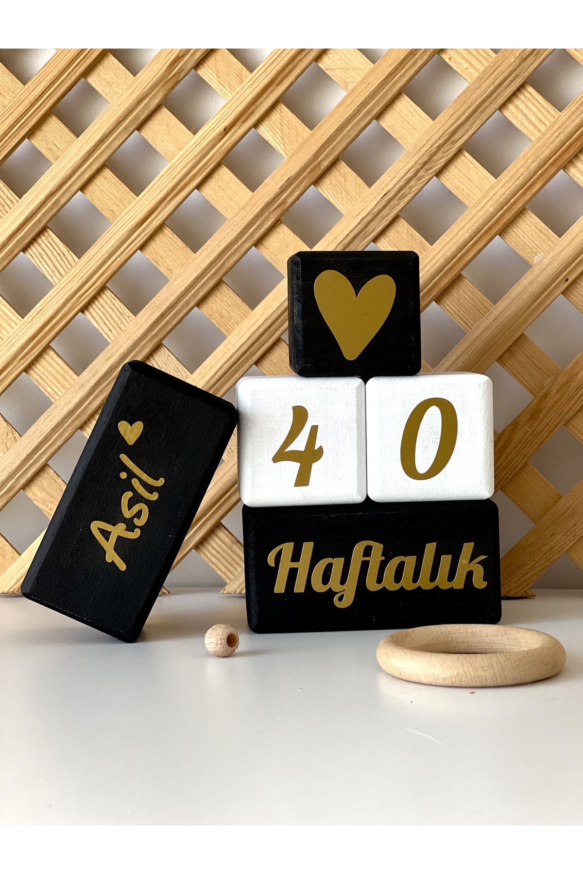 Isimli Bebek Anne Anı Küpü Dekor Türkçe 5li Set Isimli Ahşap Bebek Anı Küpleri Beyaz Siyah Gold
