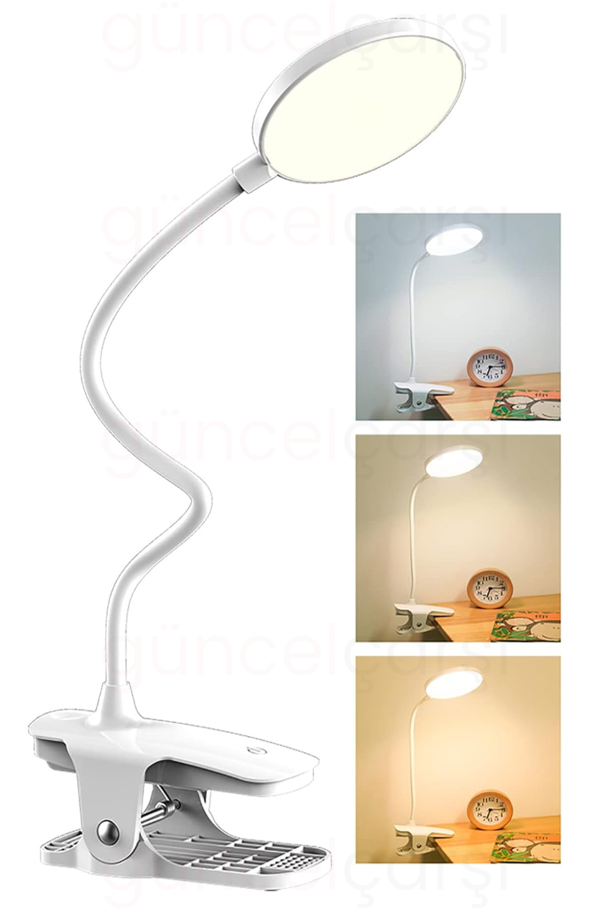 360° Flexible Reading Lamp with Compression Latch, 3 Mode Dimmable, Rechargeable Touch Desk Lamp