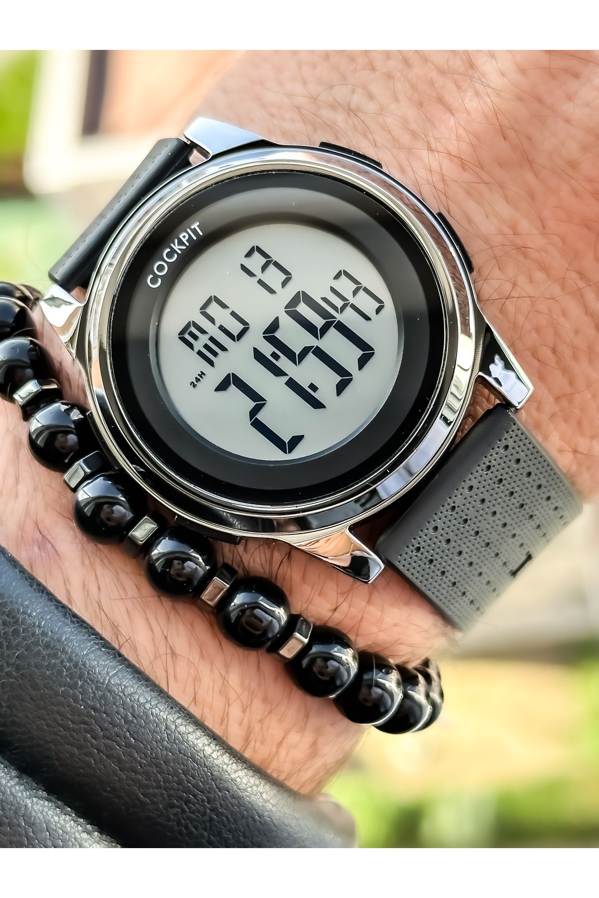 Cockpit Brand Suitable for Marine Use Illuminated with Stopwatch Black Digital Men s Wristwatch Bracelet