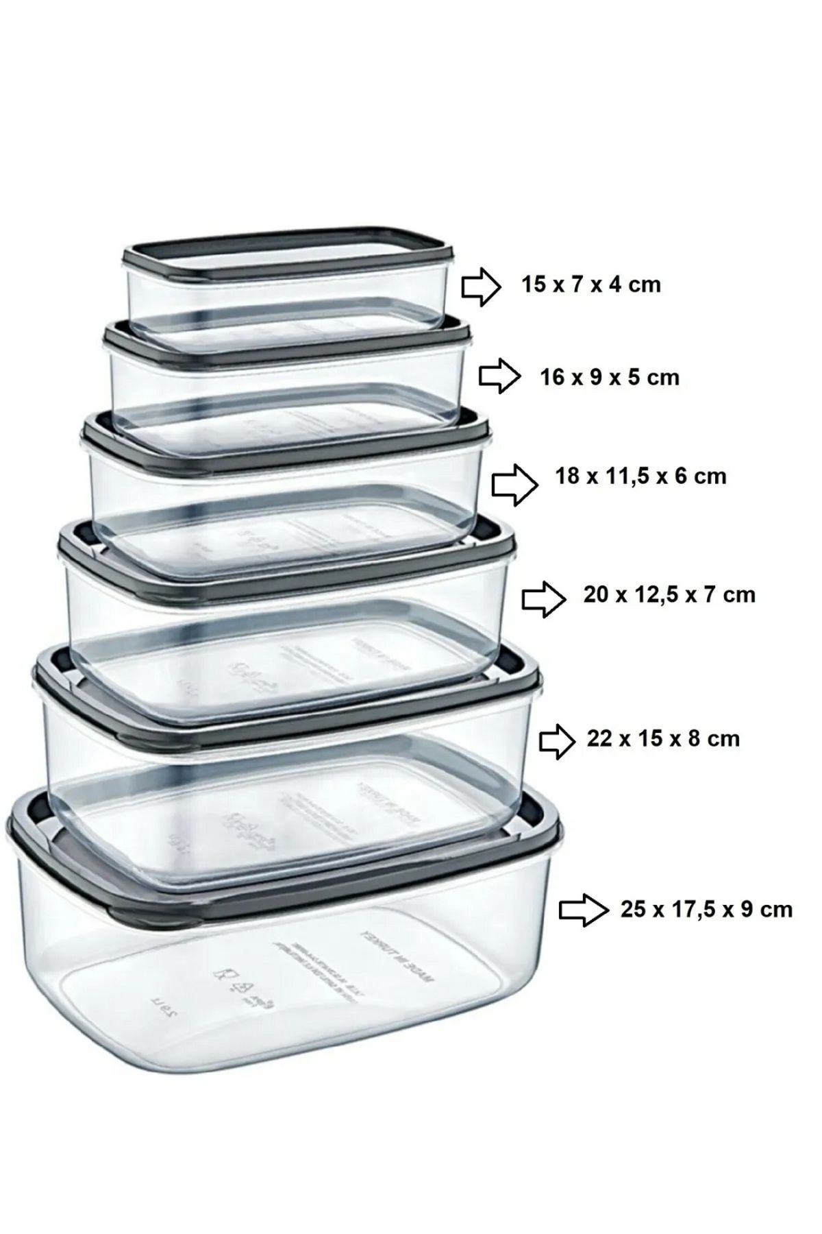 Open Home Concept-Set of 6 Rectangular White Storage Containers 300 ml-500 ml 800 ml 1200 ml 1900 ml 2900 ml 3