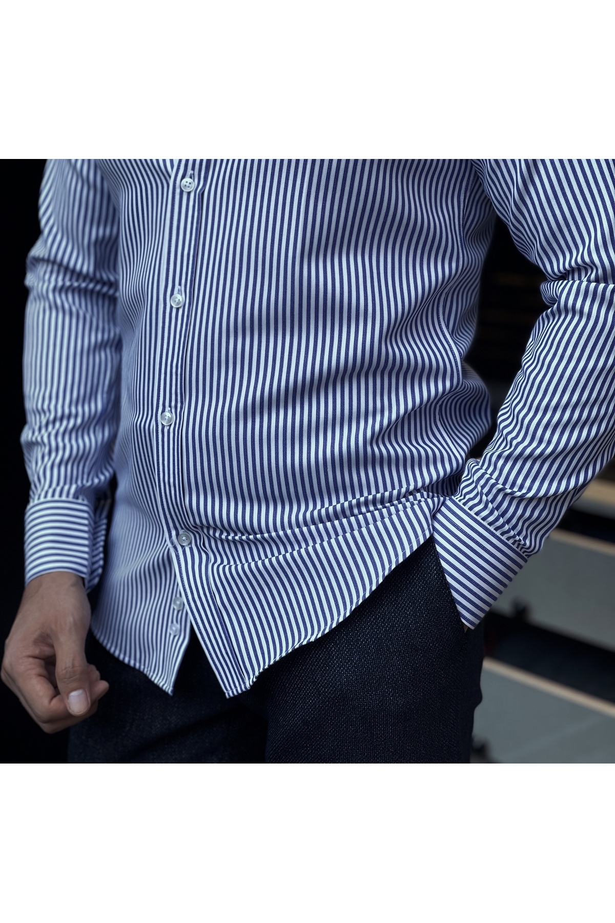 پیراهن مردانه آبی UFK MODA | 26 اورجینال - تصویر 7