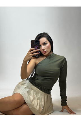 fabbwomen Kadın Tek Omuz Bluz