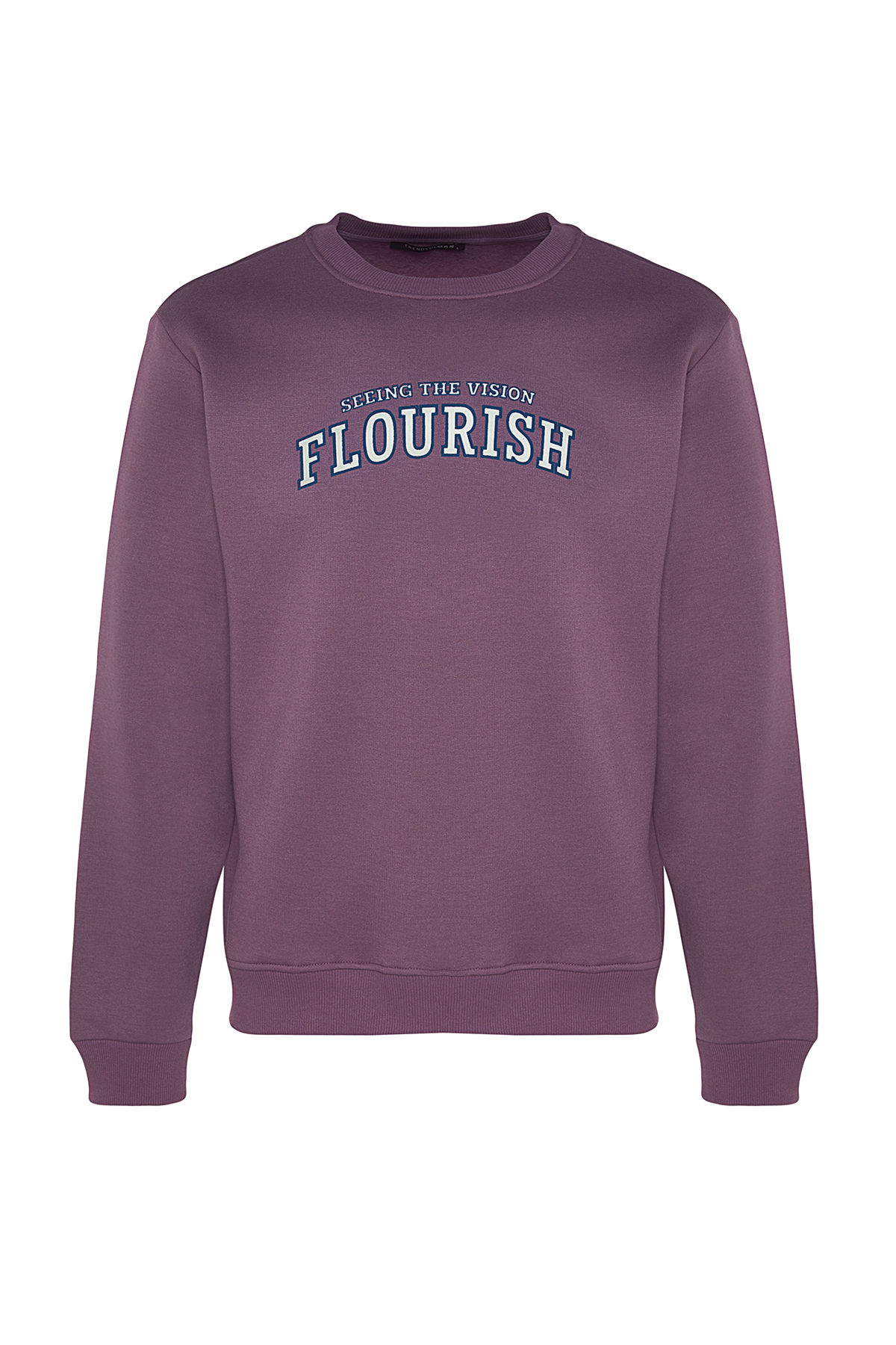 Trendyolmilla  Lila Regular/Normal Kesim Yazı Baskılı İçi Polar/Sıcak Tutan Sweatshirt TMNAW24SW00188 - Görsel 6