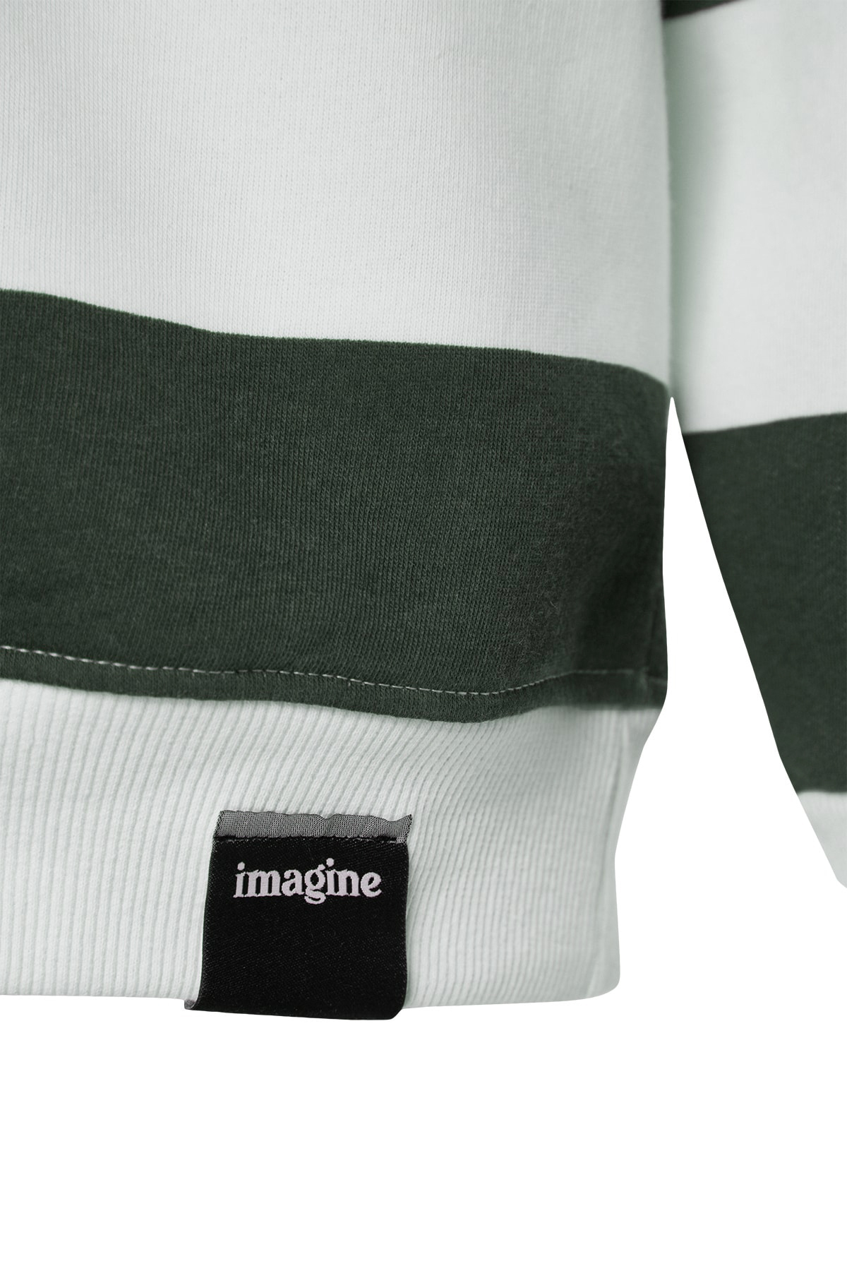 Trendyolmilla  Yeşil Unisex Oversize/Geniş Kesim Çizgili İçi Polar/Sıcak Tutan Pamuk Sweatshirt TMNAW24SW00098 - Görsel 9