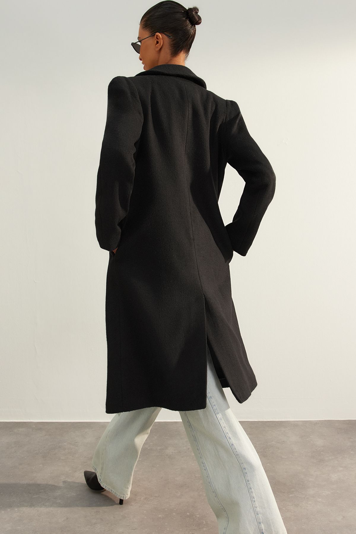 Trendyol Collection-Palton oversize de lână neagră - TWOAW24KB00172 5