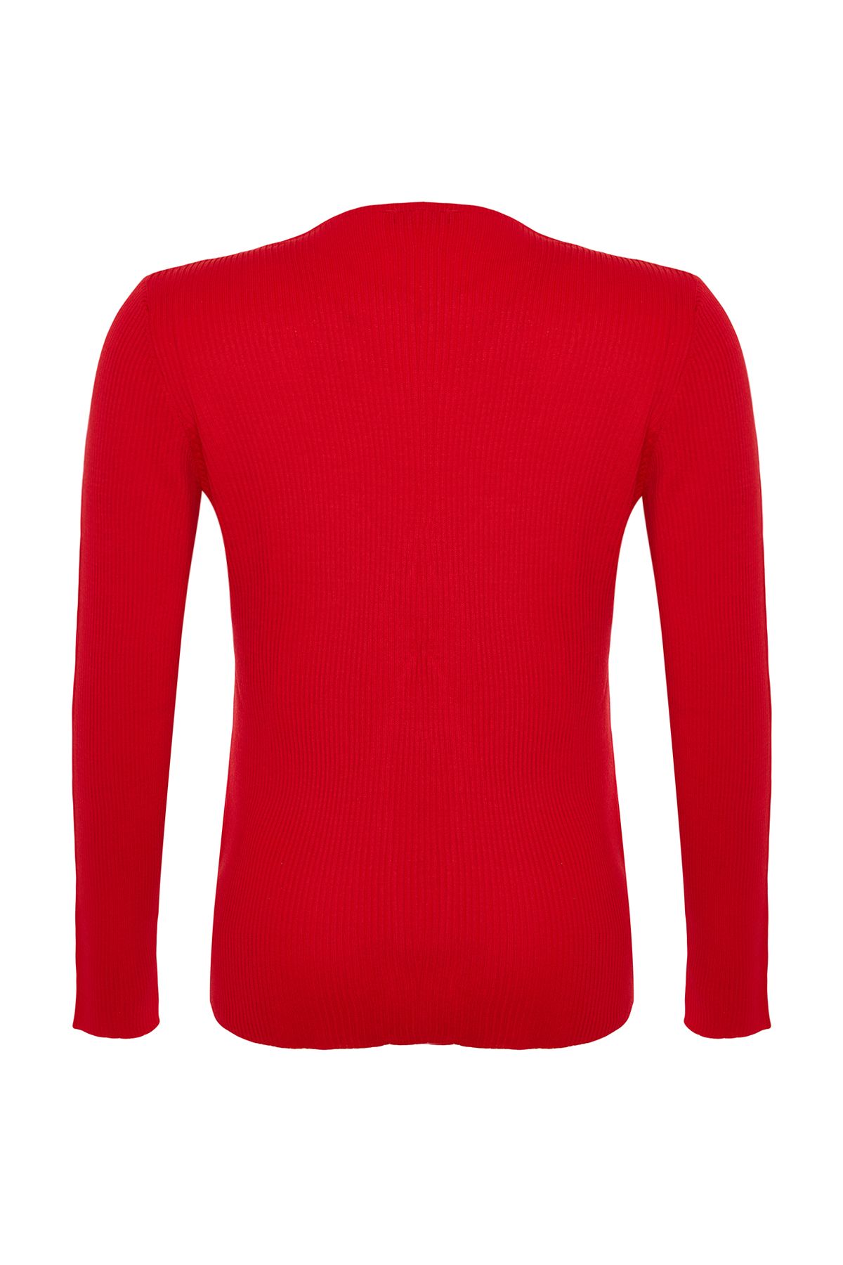 Trendyol Curve-V-Neck Red Knitwear Sweater - Front Knot Detail TBBAW24AN00101 12