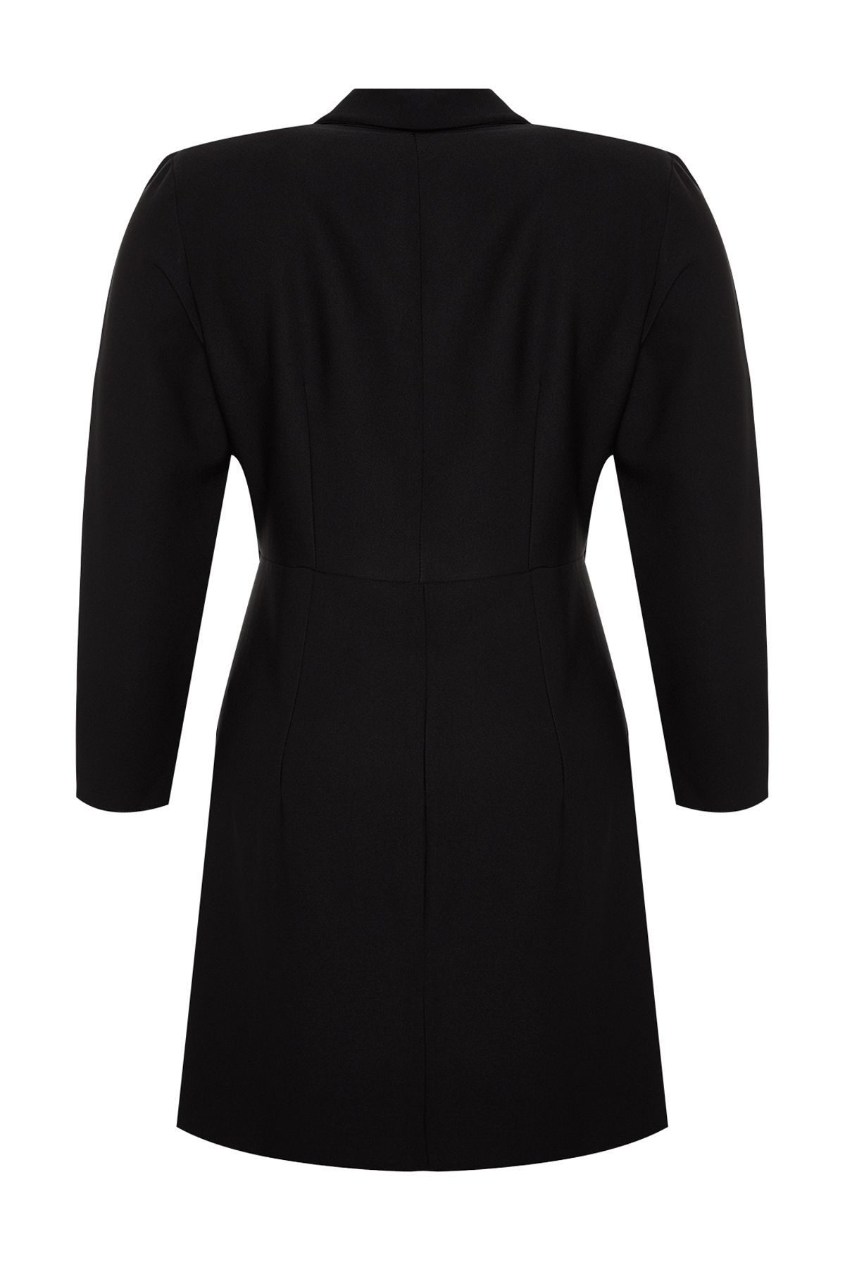 Trendyol Curve-Schwarzes zweireihiges Minikleid in Übergröße - TBBAW24AH00058 9