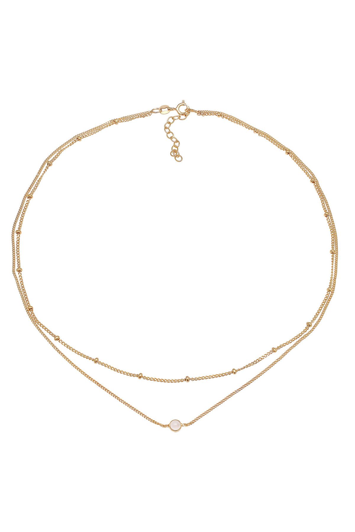 ELLI-Halskette Choker Layer Look Kugelkette Rosenquarz 925 Silber 3