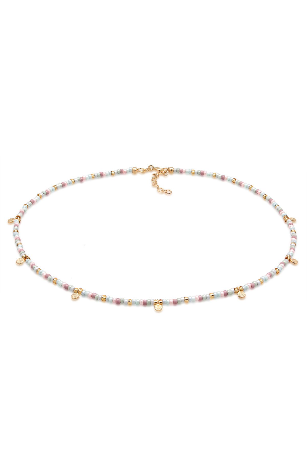 ELLI-Vergoldet Halskette aus 925er Silber – Plättchen Cam Bead Bunt 1