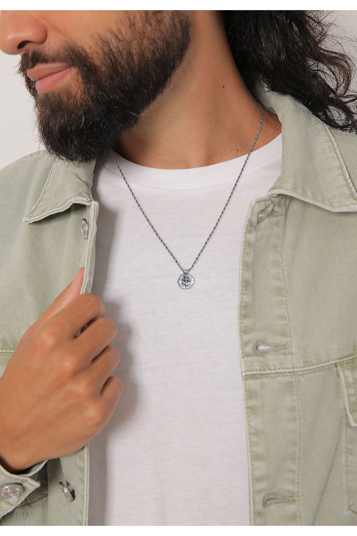 KUZZOI-Halskette Herren Münze Antik Kreuz Oxidiert 925 Silber 6