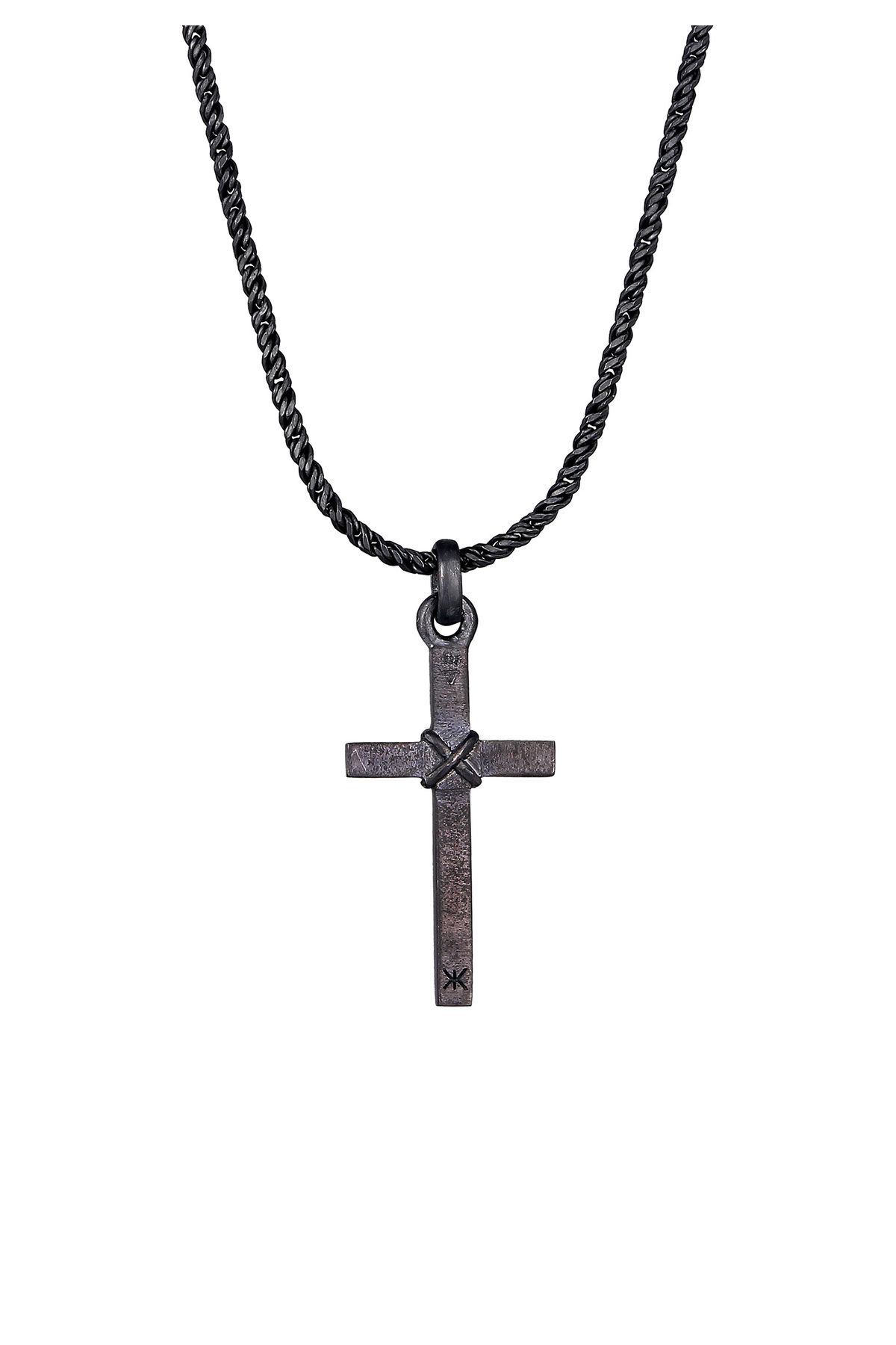 KUZZOI Halskette Herren Kreuz Flach Kordelkette Trendyol 925 - Silber