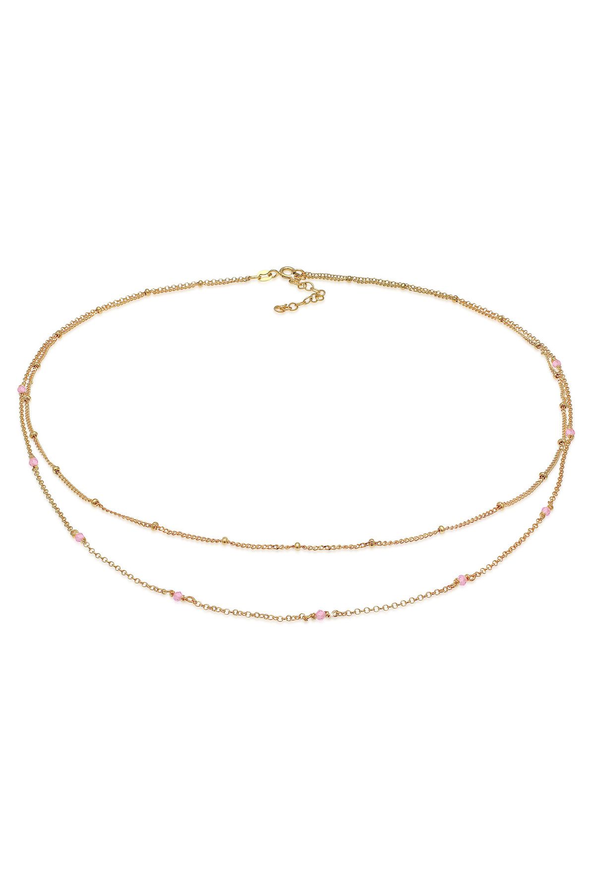 ELLI-Halskette aus 925er-Sterlingsilber – mit rosa Quarzperlen, Damen-Schichtwasserzeichen-Trend 1