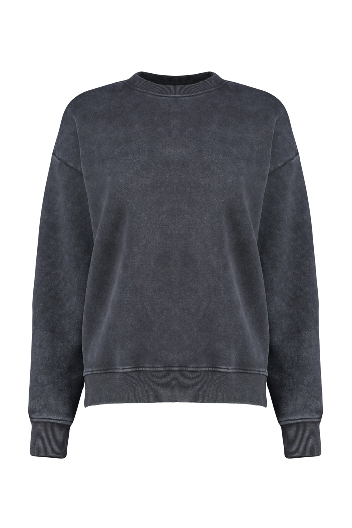 Trendyolmilla  Antrasit Eskitme/Soluk Efektli Kalın İçi Polarlı Oversize/Geniş Kalıp Örme Sweatshirt TWOAW24SW00151 - Görsel 7