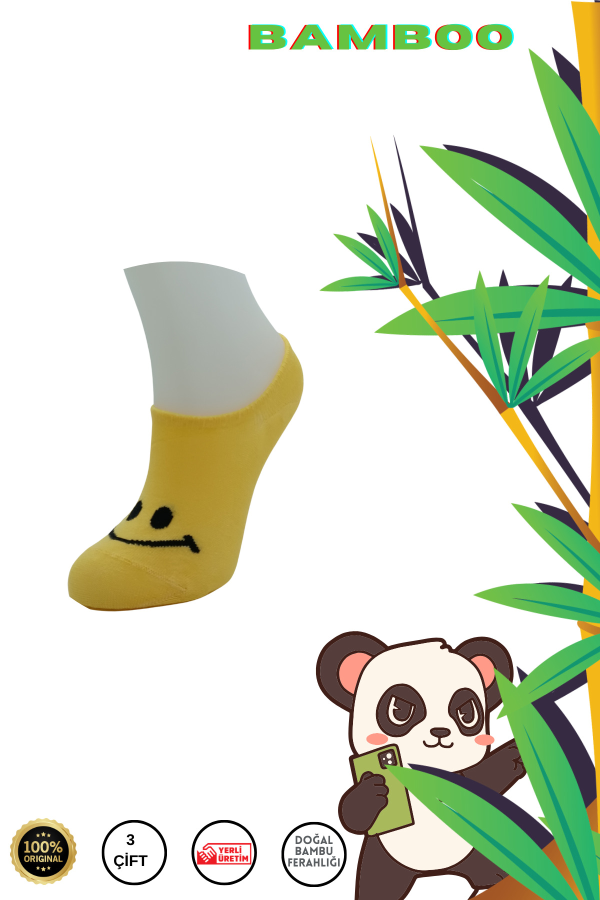 Bambu Görünmez Sneakers Dikişsiz Kadın Çorap (3 Çift) Desenli Kısa Kaliteli Çorap — görsel 5 · ZHHJCGJ