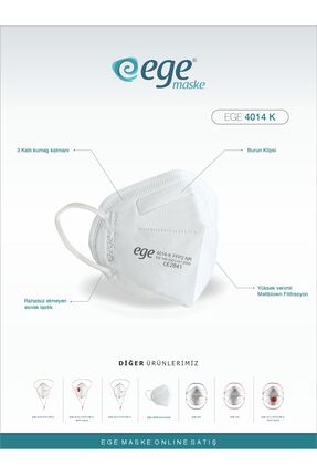 EGE MASKE Ffp2 4014-k Nr N95 Ventilsiz Maske 50'li