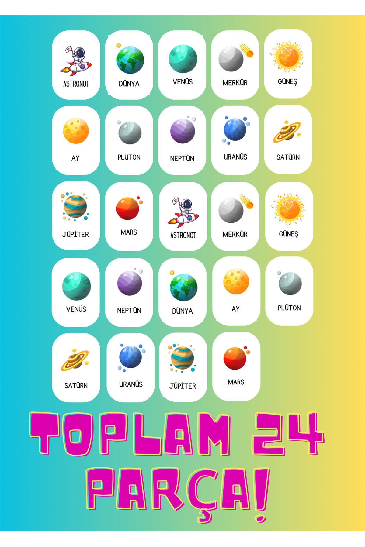 NT Handmade Gezegenler Ahşap Zeka Kartları Uzay Temalı Eşleştirme Oyunu Hafıza Kartı Ahşap Eğitici Oyuncak fotoğrafı 2 (önizleme)