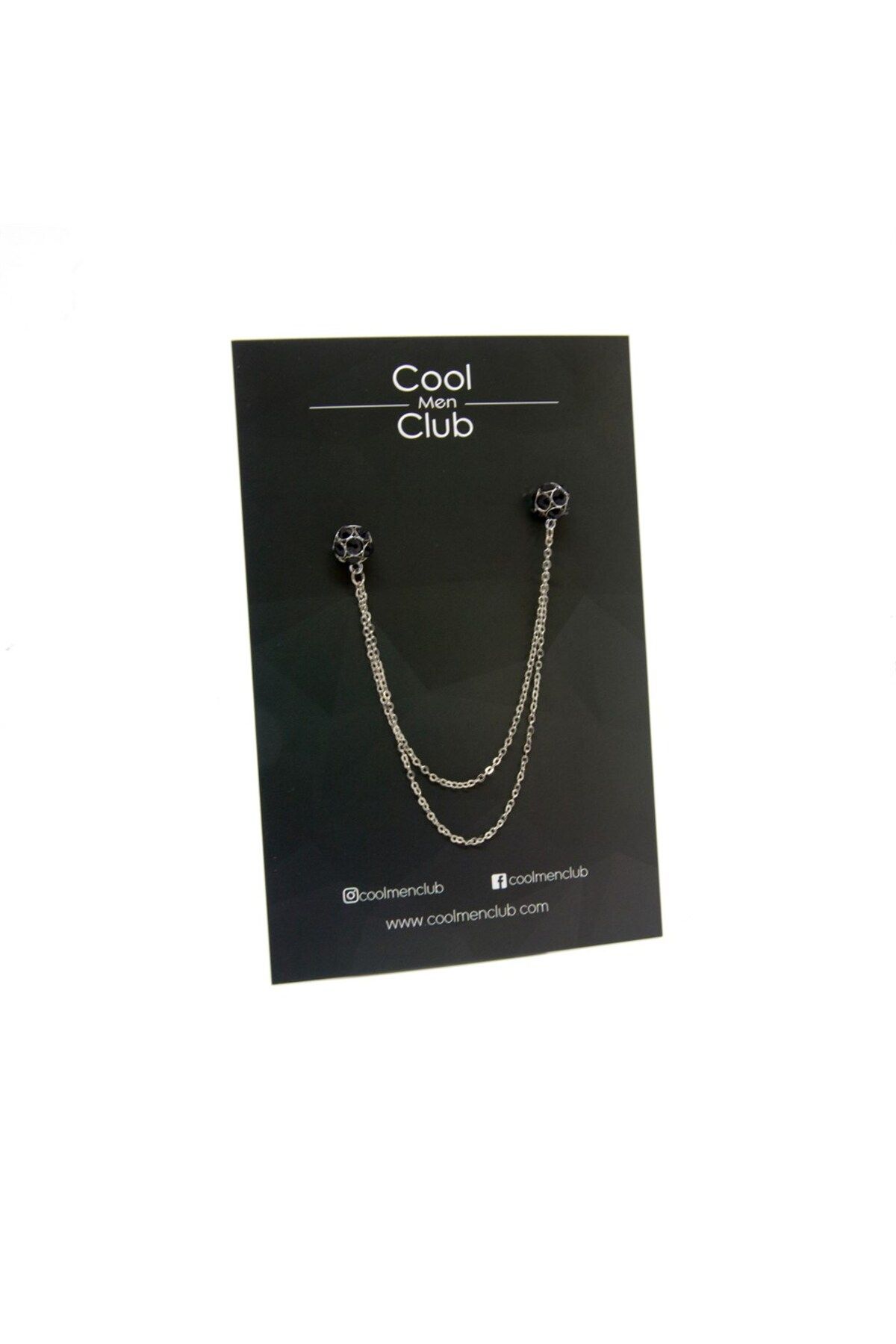 COOLMENCLUB Erkek Siyah Taşlı Yaka İğnesi CMC6219