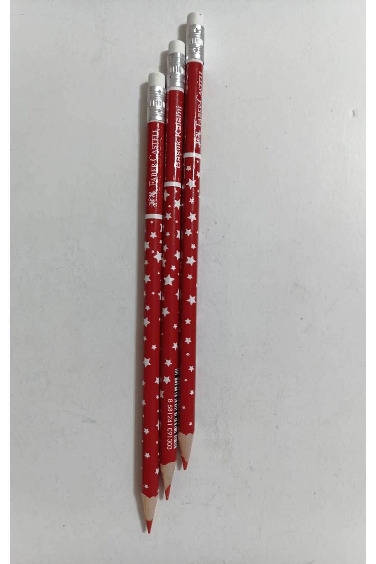 star pattern with red pencil eraser (3 pcs)