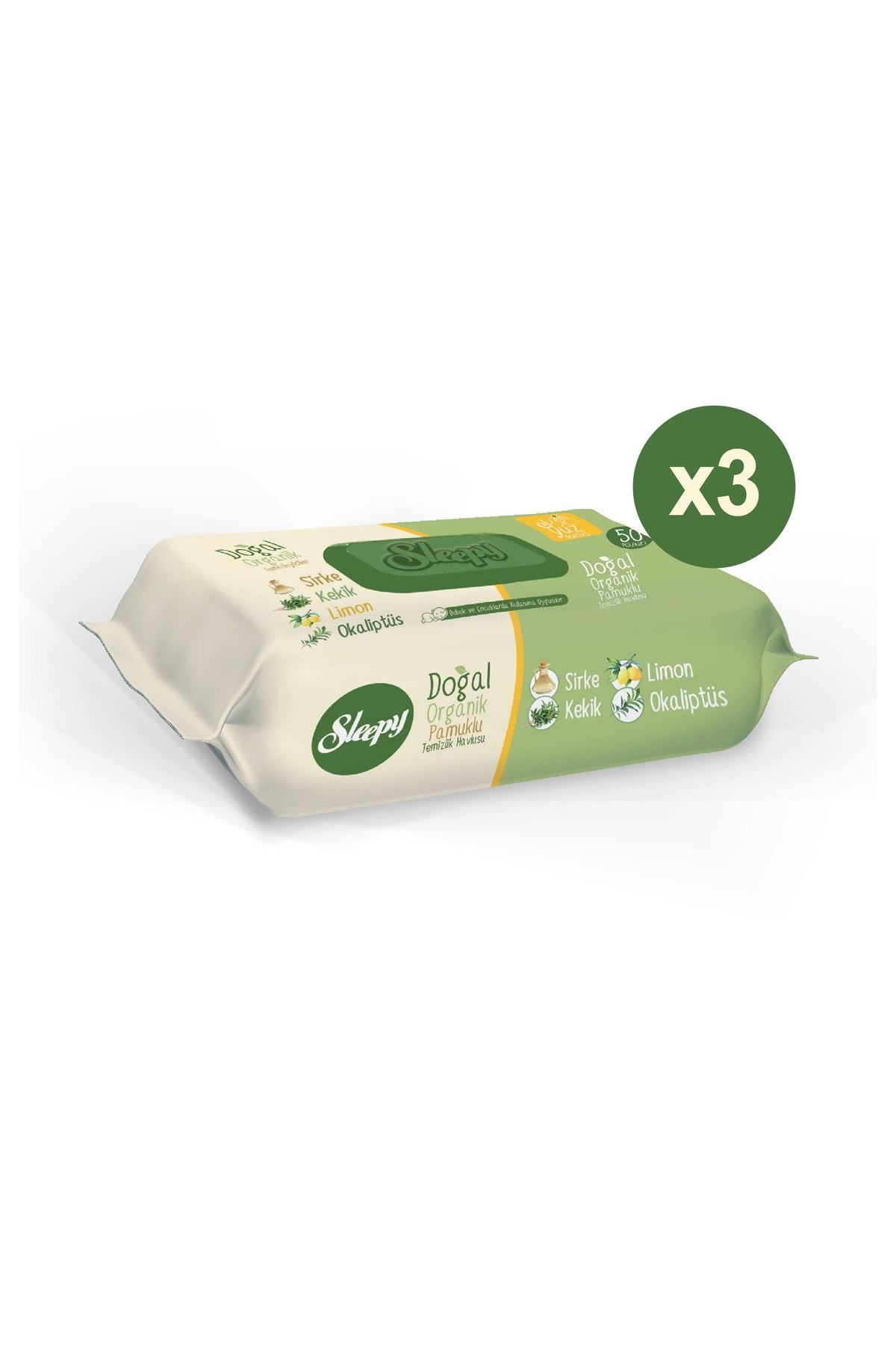 Sleepy Doğal Organik Pamuklu Temizlik Havlusu 3x50