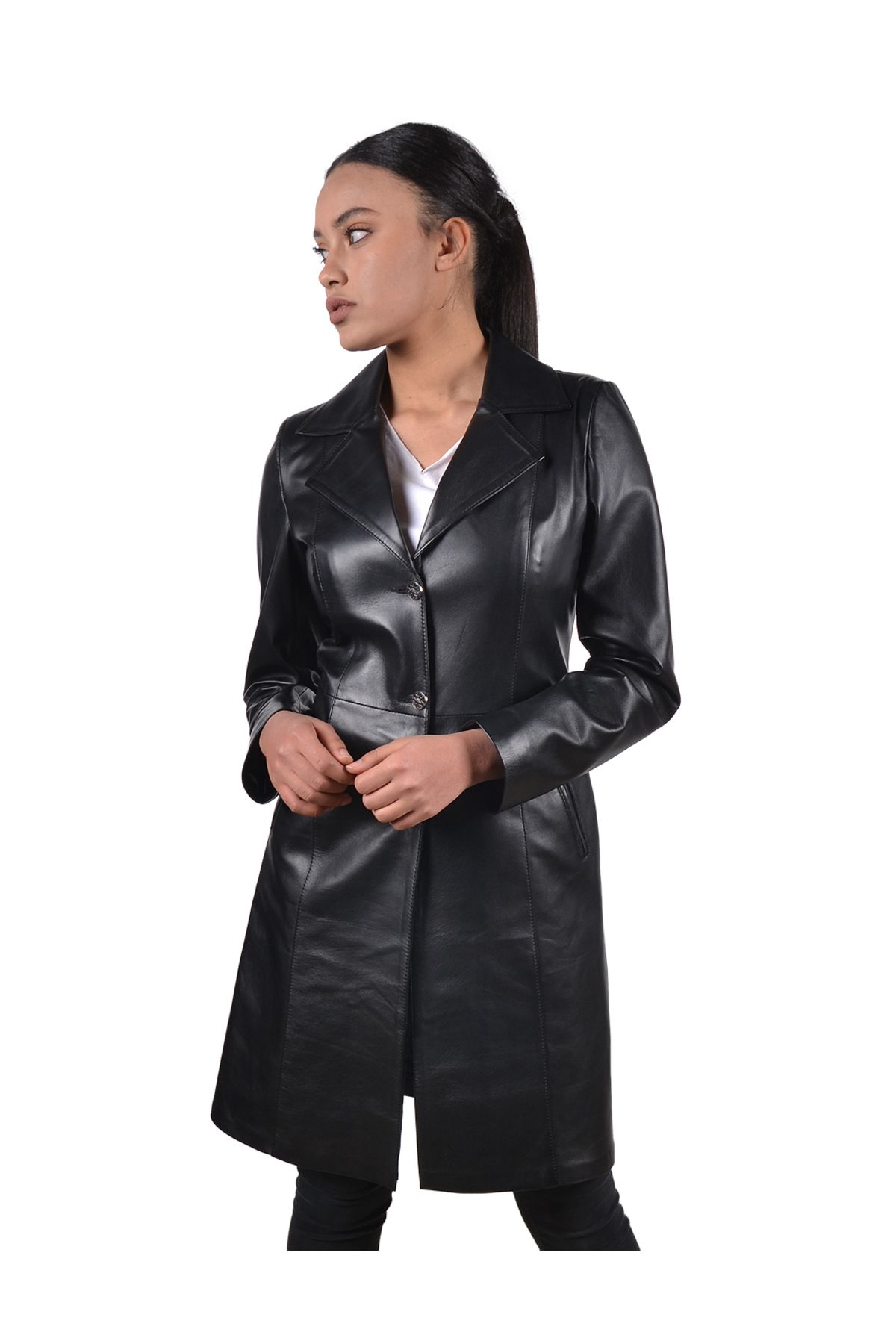 Meka Deri-Women's Genuine Leather Black Jacket 2