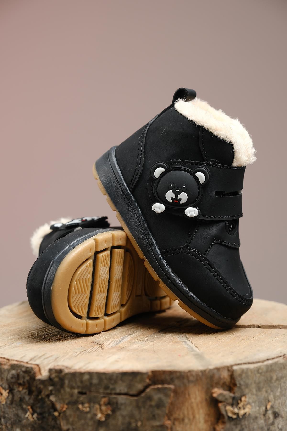 Oksit Rmd 91 Band Panda Detailed Furry Unisex Kids Baby Boots
