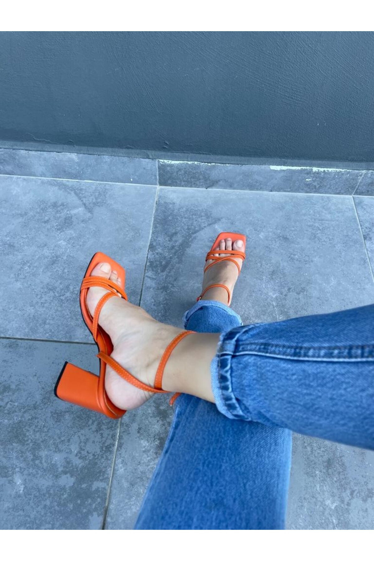 Cory Turuncu Cilt Topuklu Ayakkabı