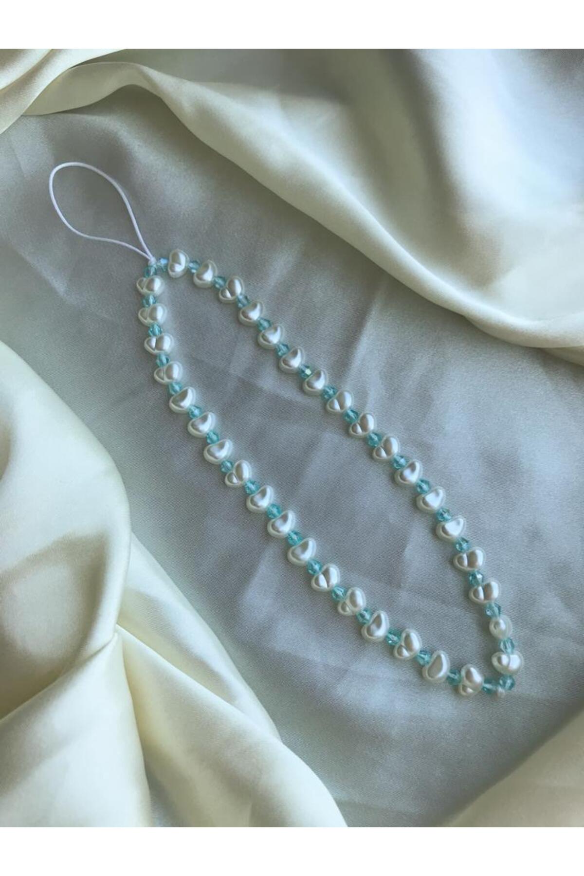 Water Green Crystal And Pearl Design Phone Charm Phone Rope