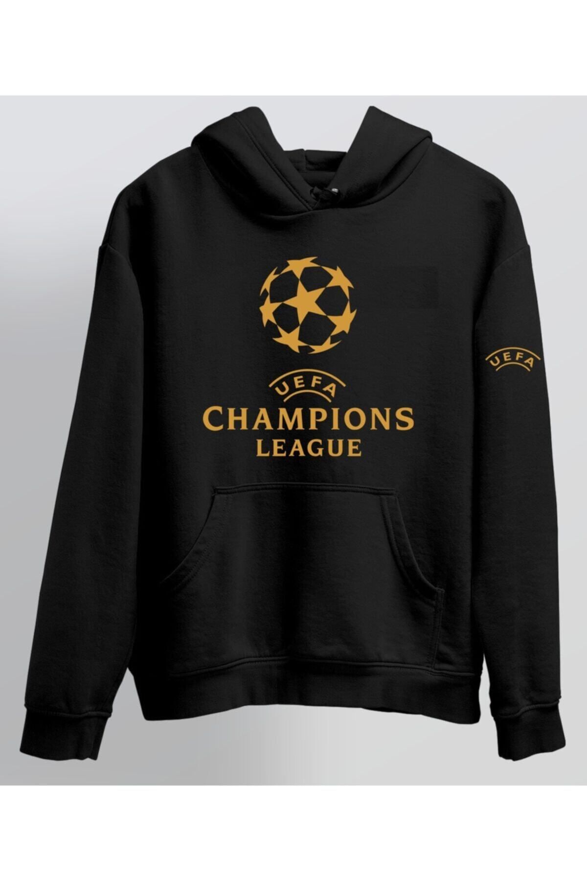 HobyUsa Men s Black UEFA Champions League Printed Hooded