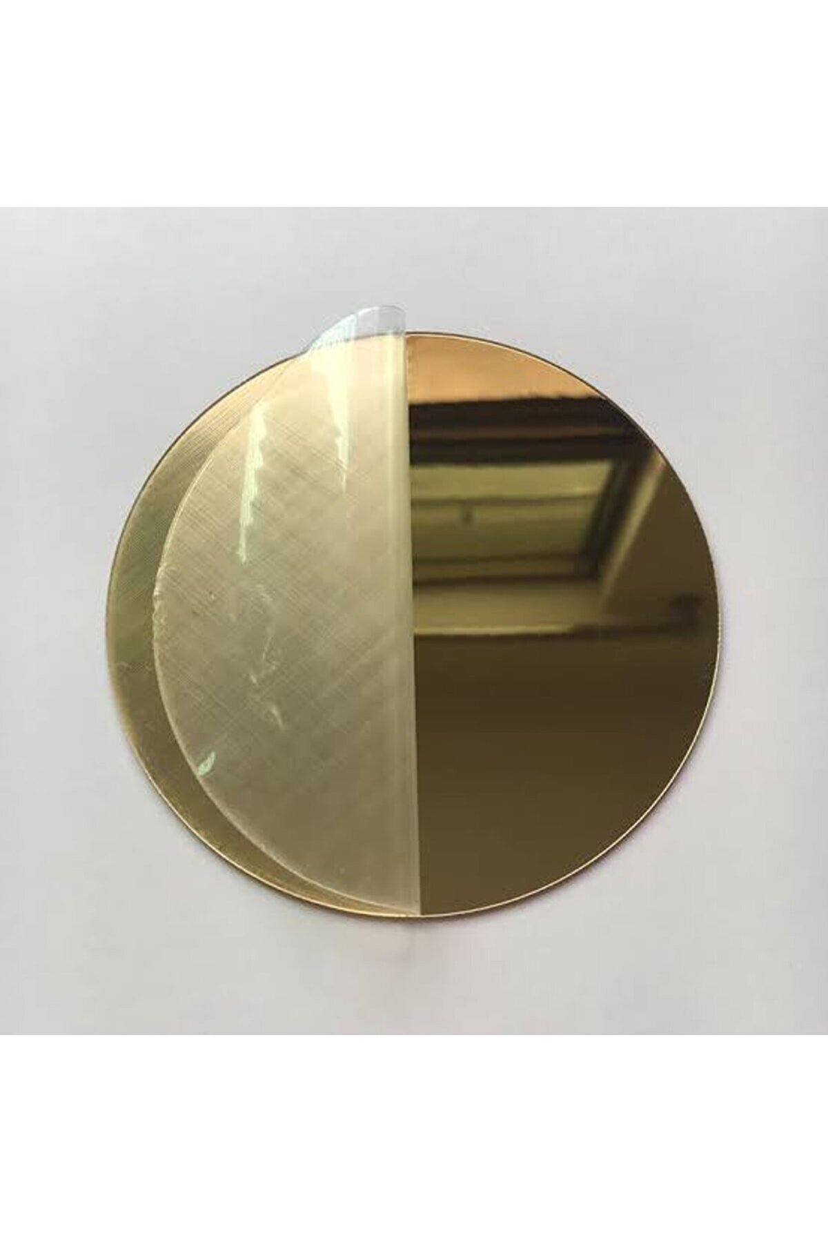 Decorative Round Gold Mirror Plexiglas Wall Ornament ( Adhesive )