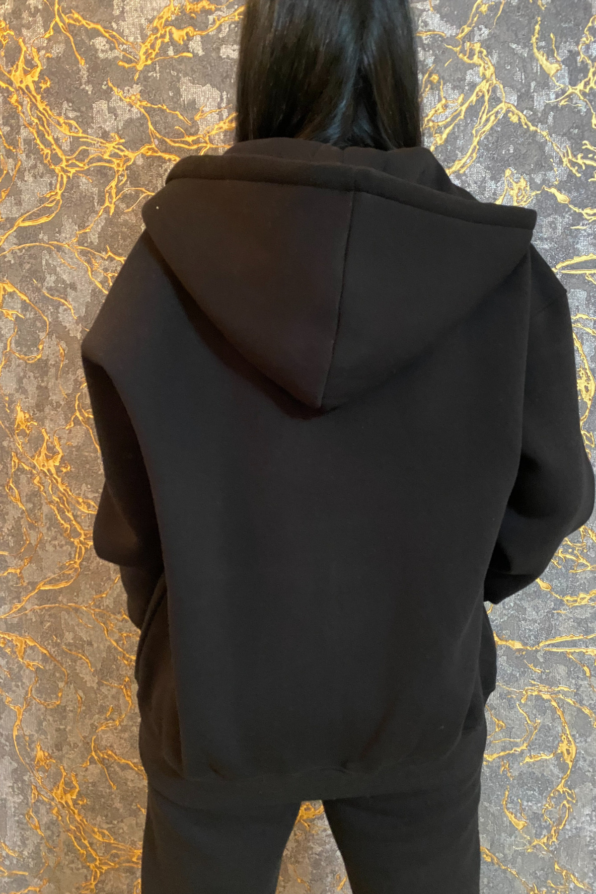 fevil  Unisex 3 Iplik Şardonlu Fermuarlı Oversize Sweatshirt - Görsel 3