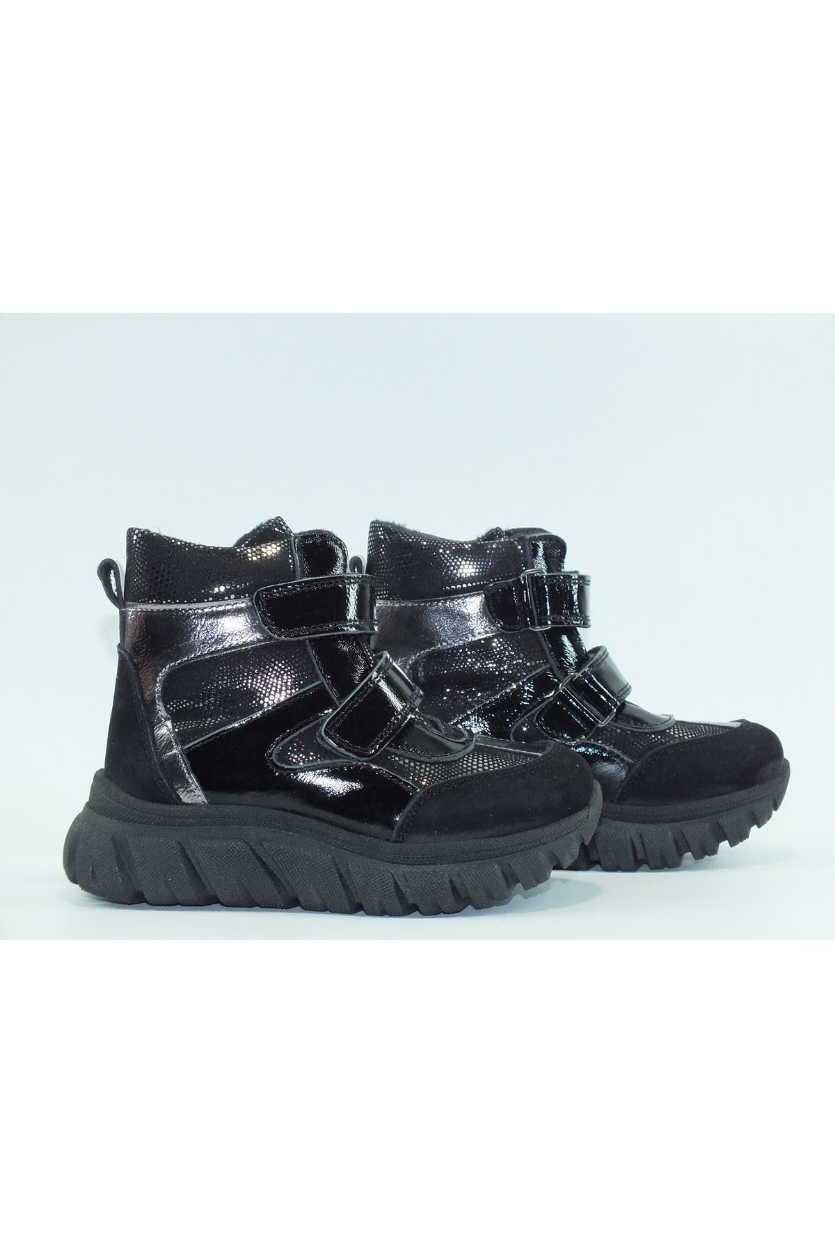 Toddler-Double Velcro Shiny Leather Boots PF-5091 2