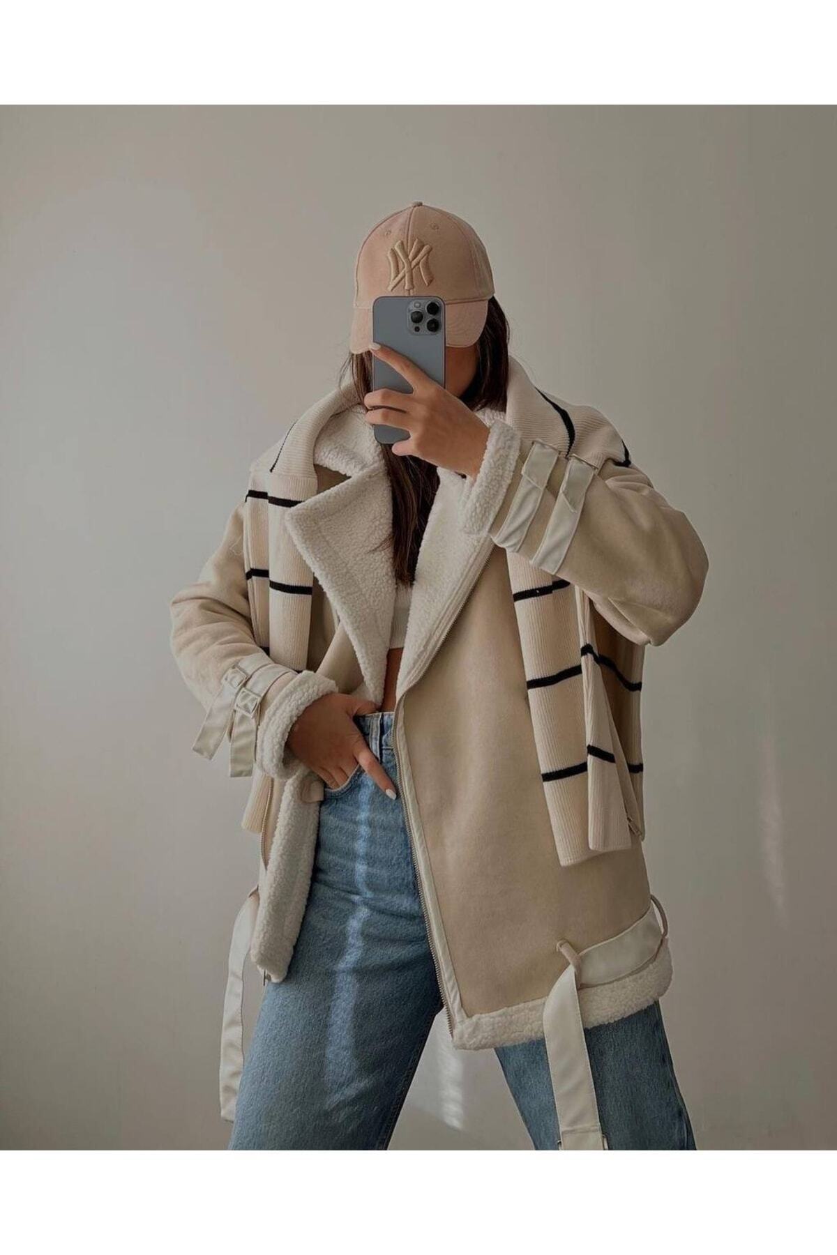 ZARİFTREND  Içi Suni Kürklü Biker Ceket - Görsel 2