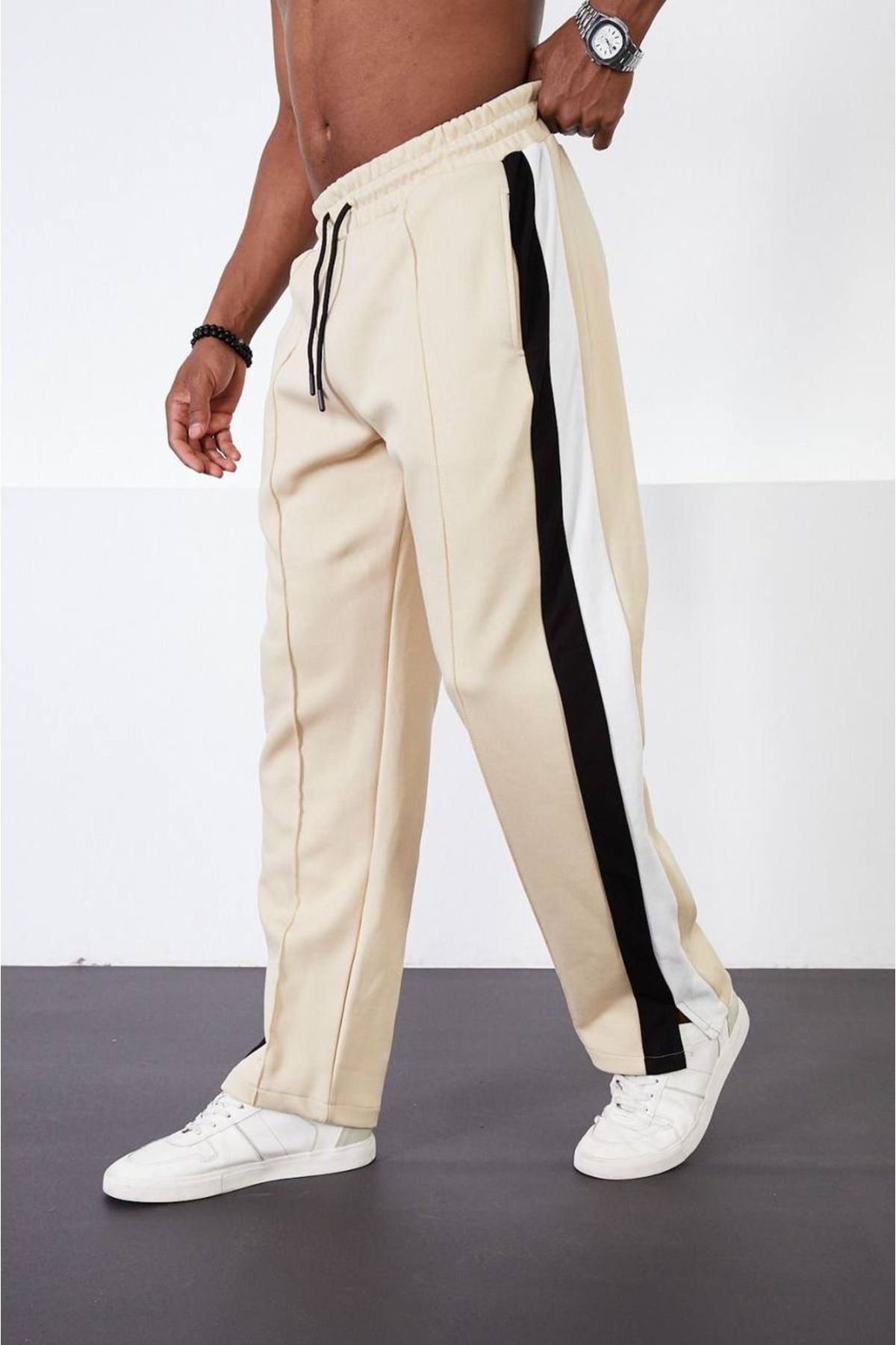 Cotton s Men s Loose Fit Colorful Side Stripe Detail Baggy