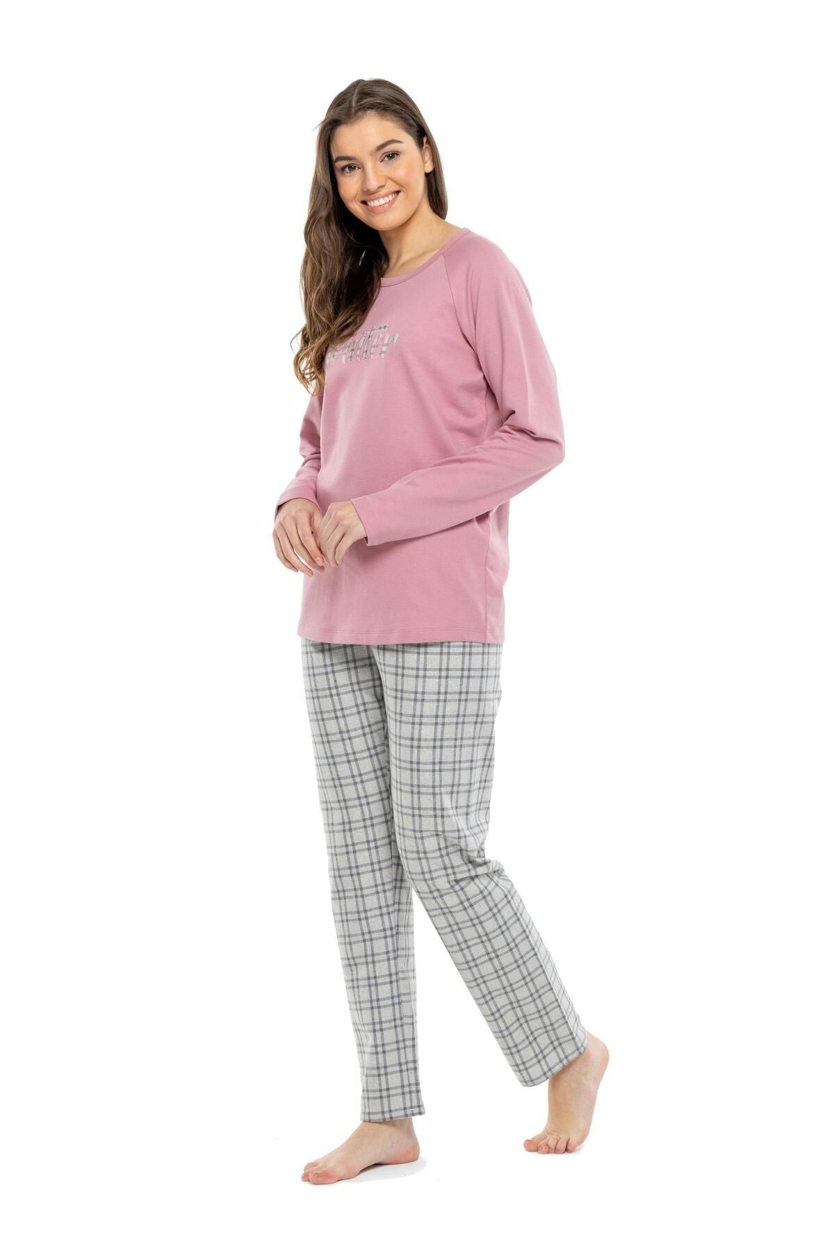 Mod Collection Women s Round Neck Pajama Set Top 100 Cotton