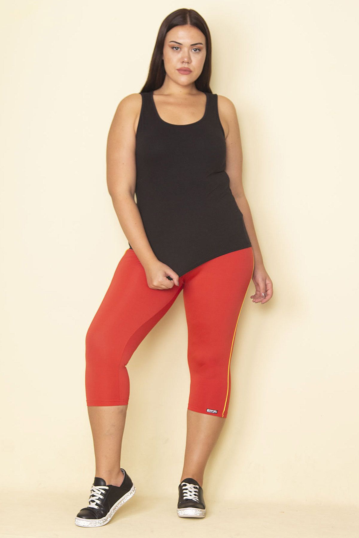 Şans-Pantaloni de damă, de mărime mare, cu dungi laterale, din lycra, din jersey 65n28659 4