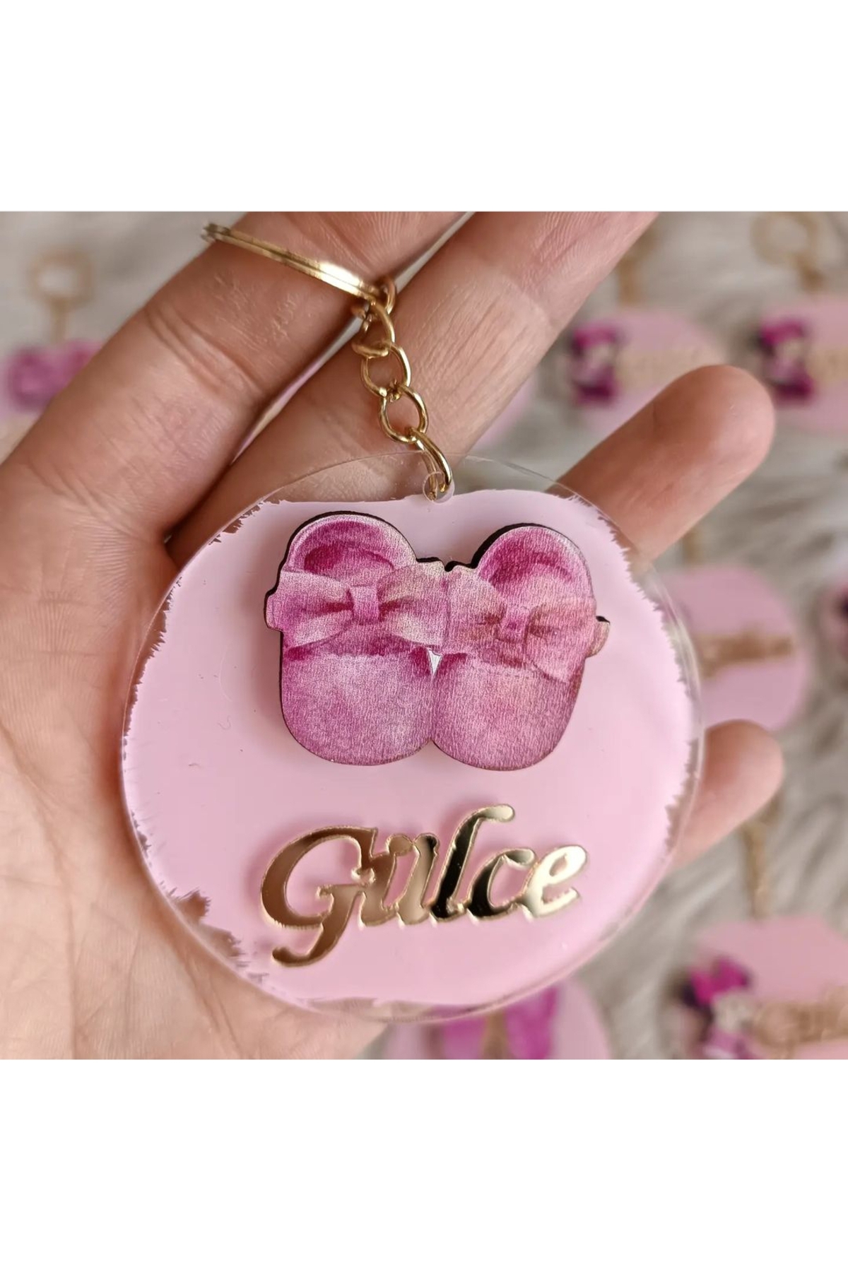 Baby Girl Booties Figured Newborn Birthday Keychain Gift (10 PCS)